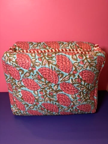 Blue & Pink Floral - Cosmetic Pouch Trio