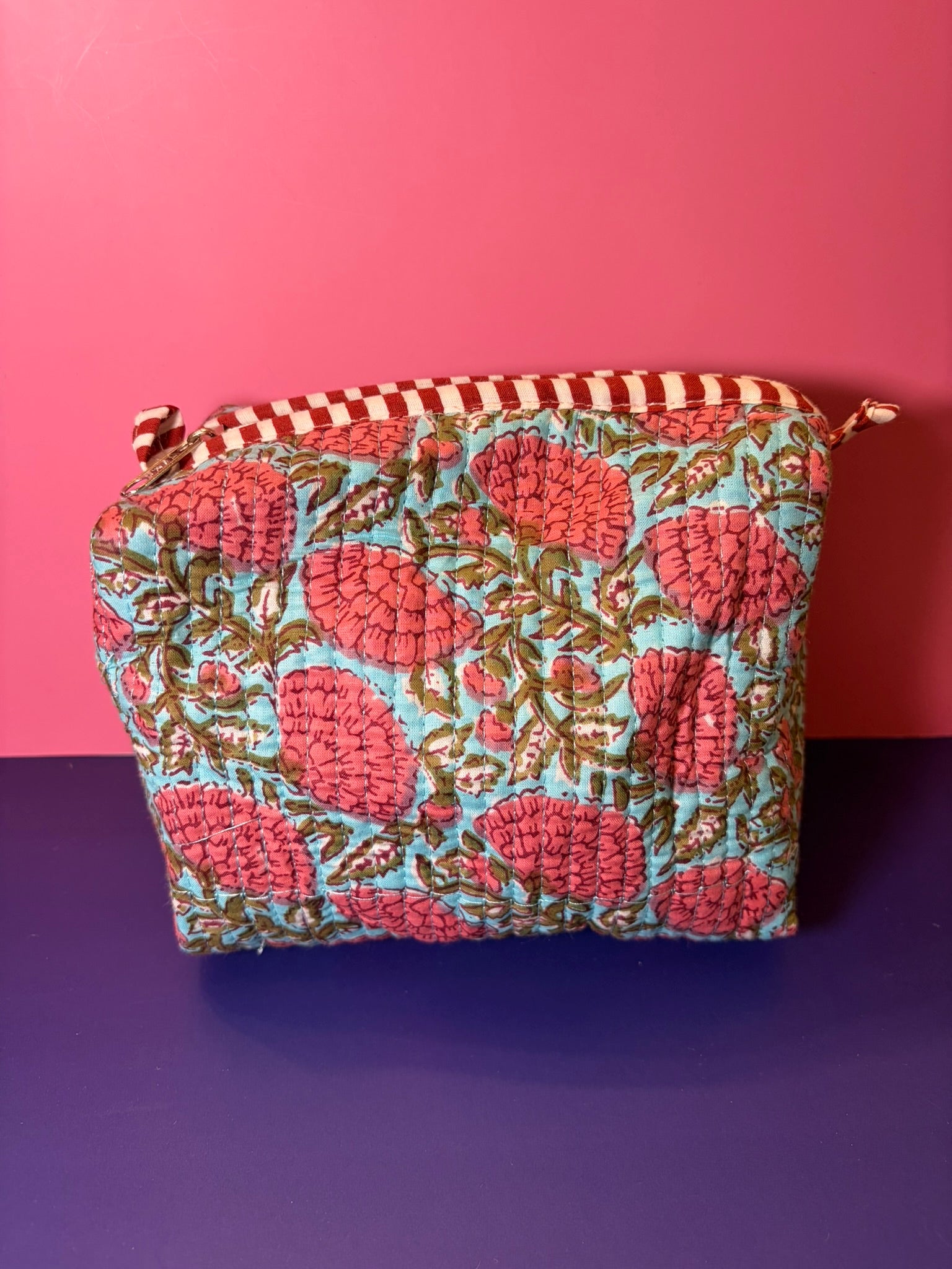 Blue & Pink Floral - Cosmetic Pouch Trio