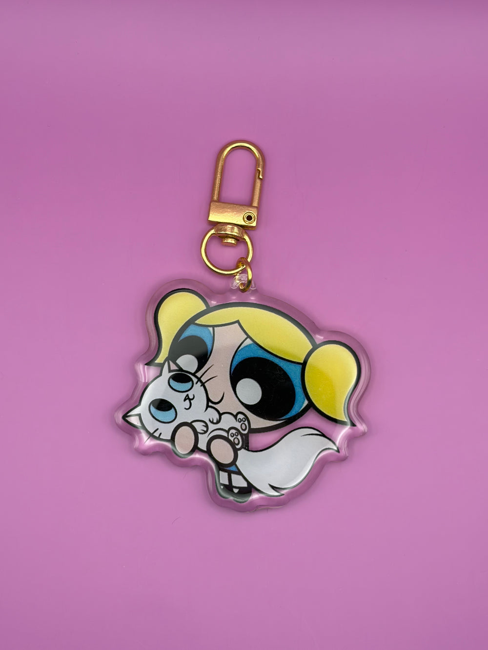 Bubbles with White Cat Power Puff Girls - Keychain