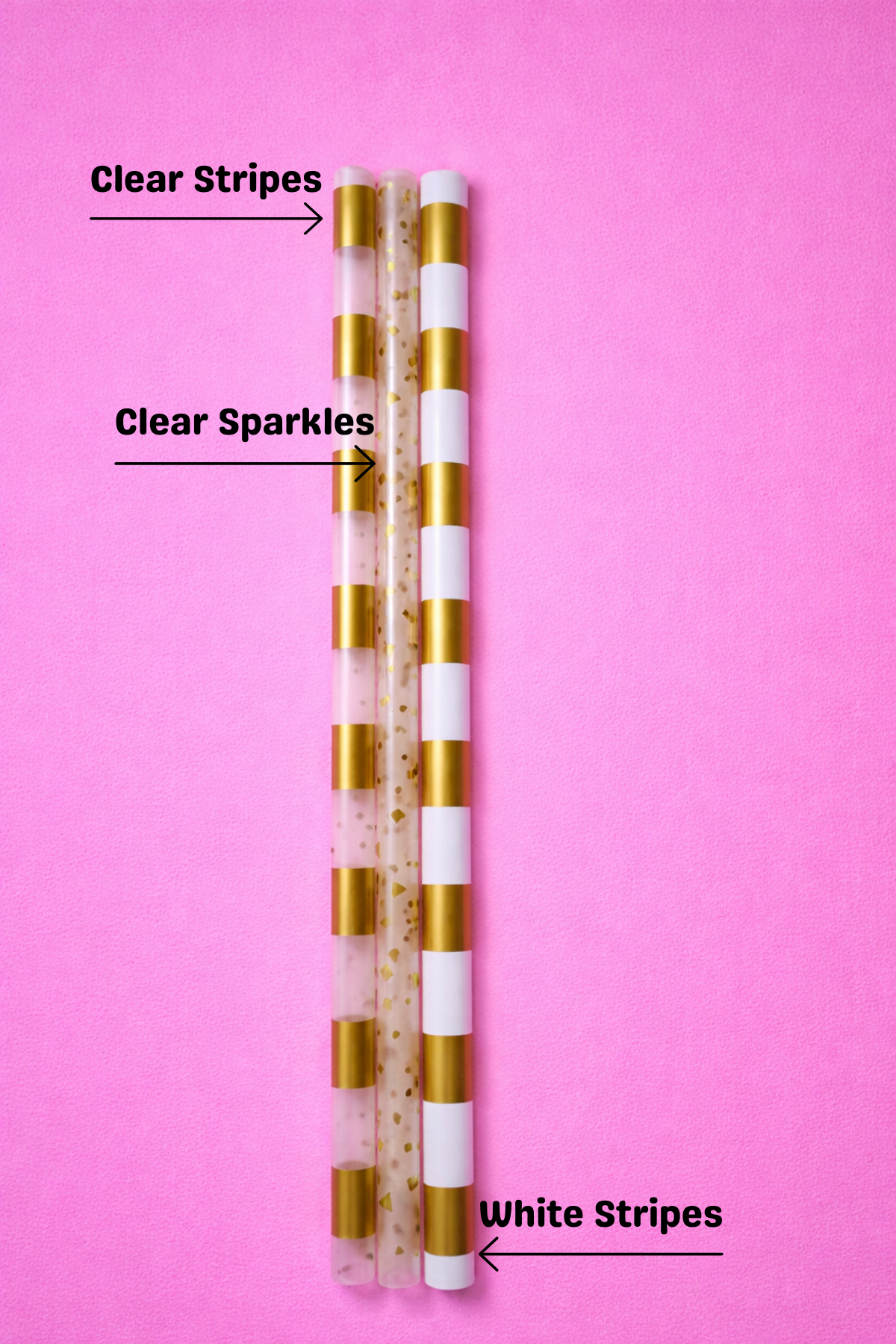 Gold Party Straws (Clear Stripes)
