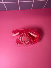 Pink Rotary Phone - Small Claw Clip