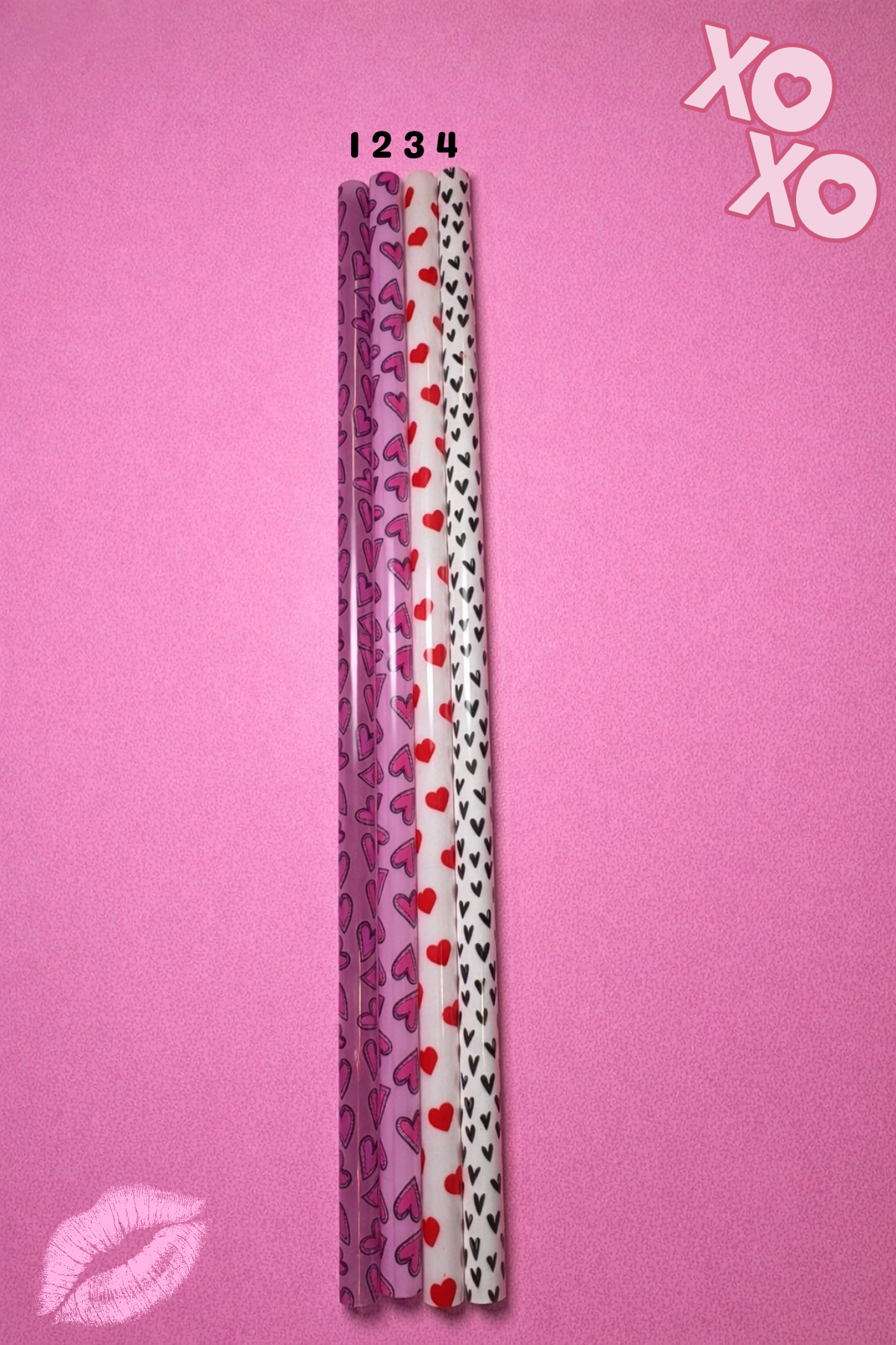 Heart Straws (1- Clear with pink hearts)