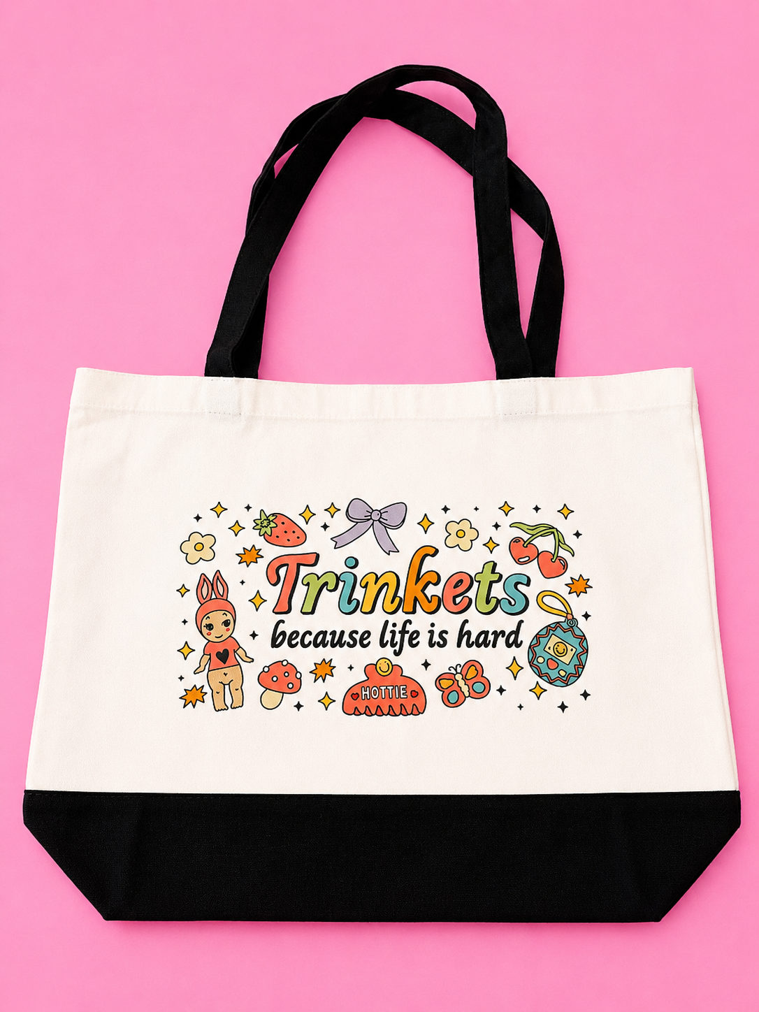 Trinkets because life is hard - Large Tote