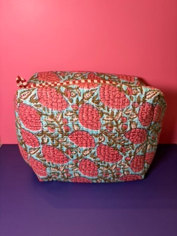 Blue & Pink Floral - Cosmetic Pouch Trio