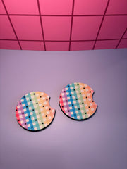 Colorful Star Plaid  - Car Coaster (Pack of 2)