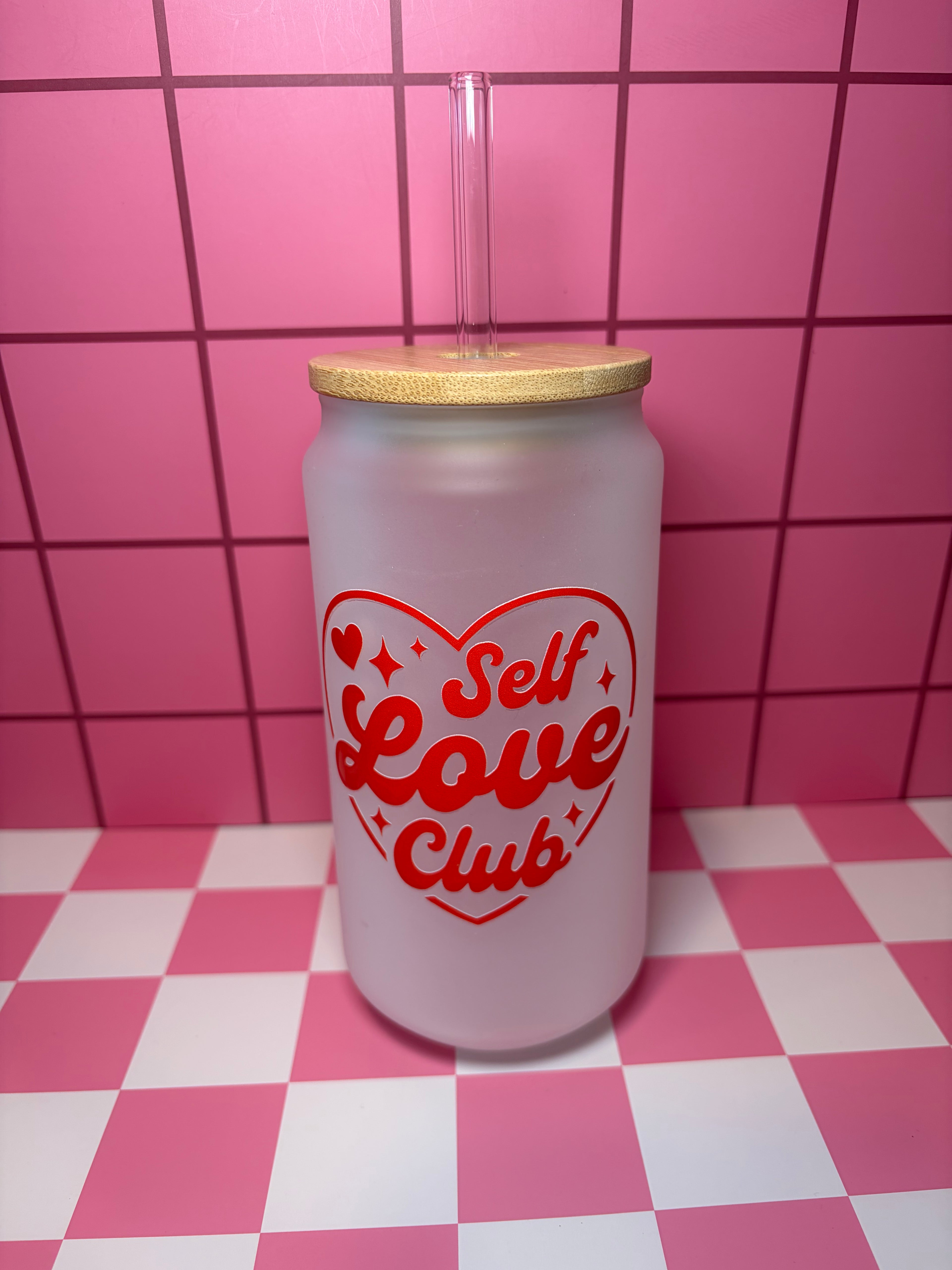 Self love club 16 Oz Glass Can