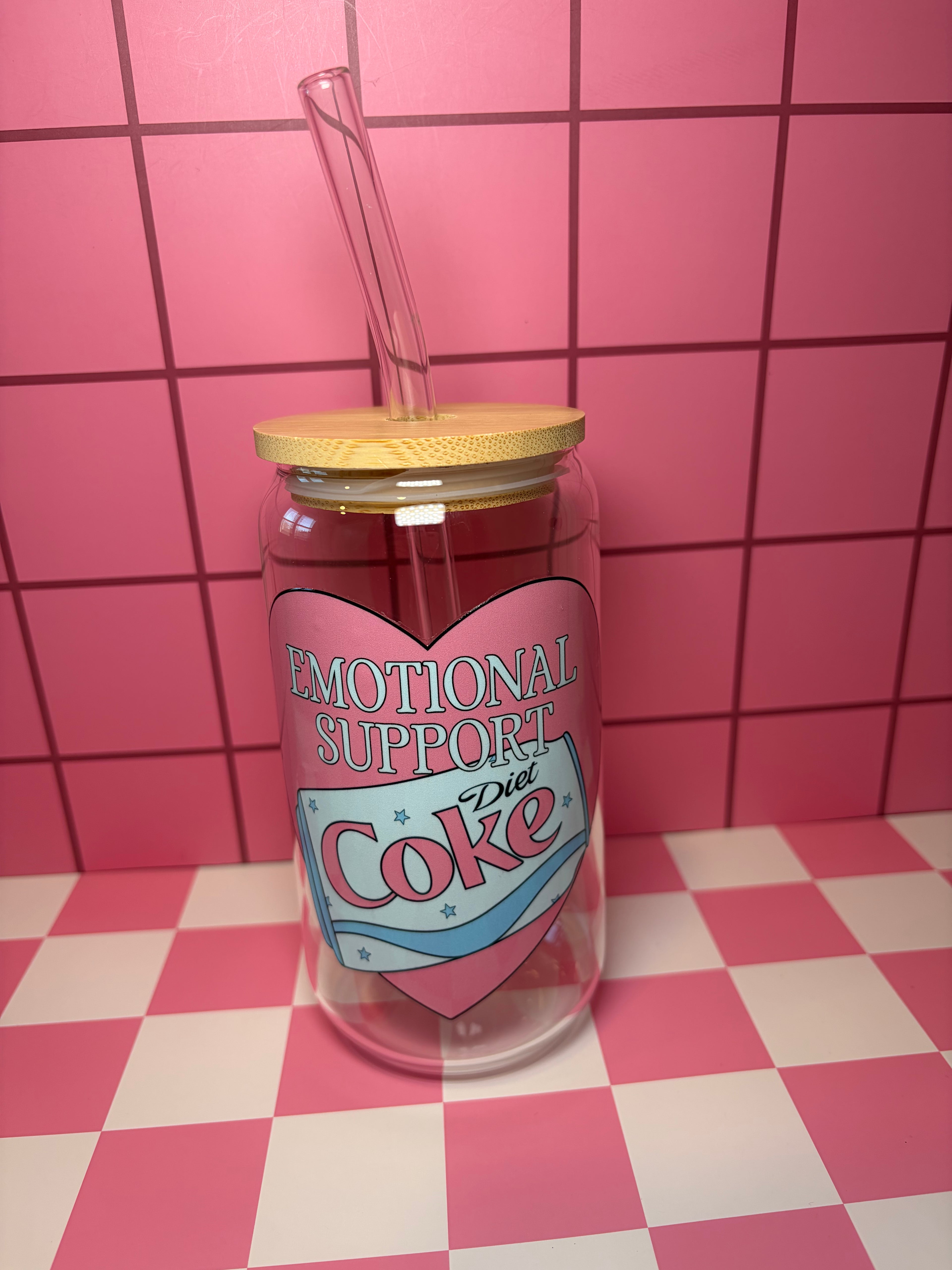 Emotional Support Diet Coke 16 Oz Glass Can