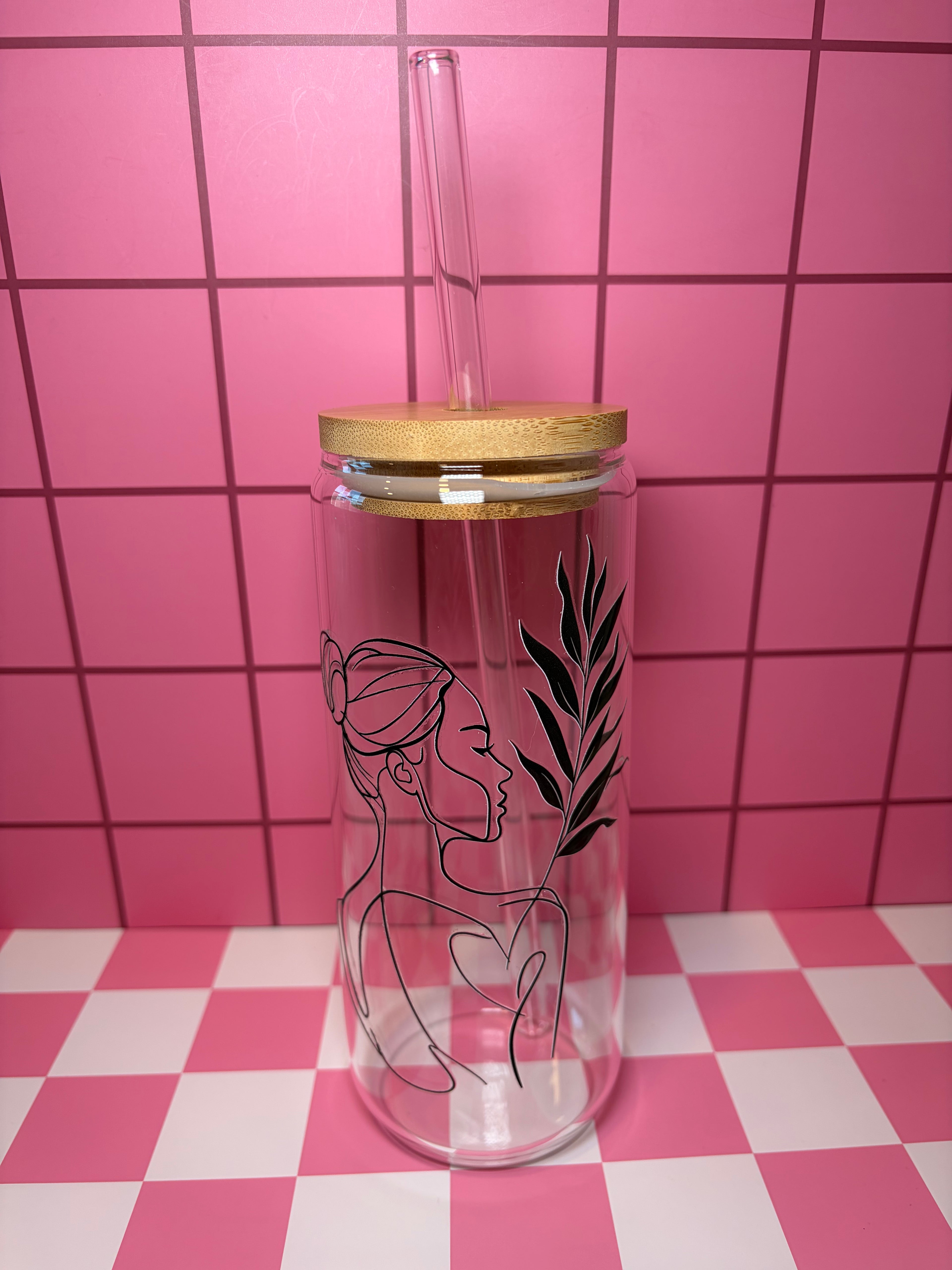 Woman Sketch 20 Oz Glass Can