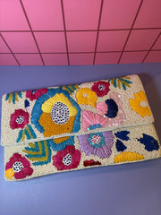 Floral - Beaded Clutch