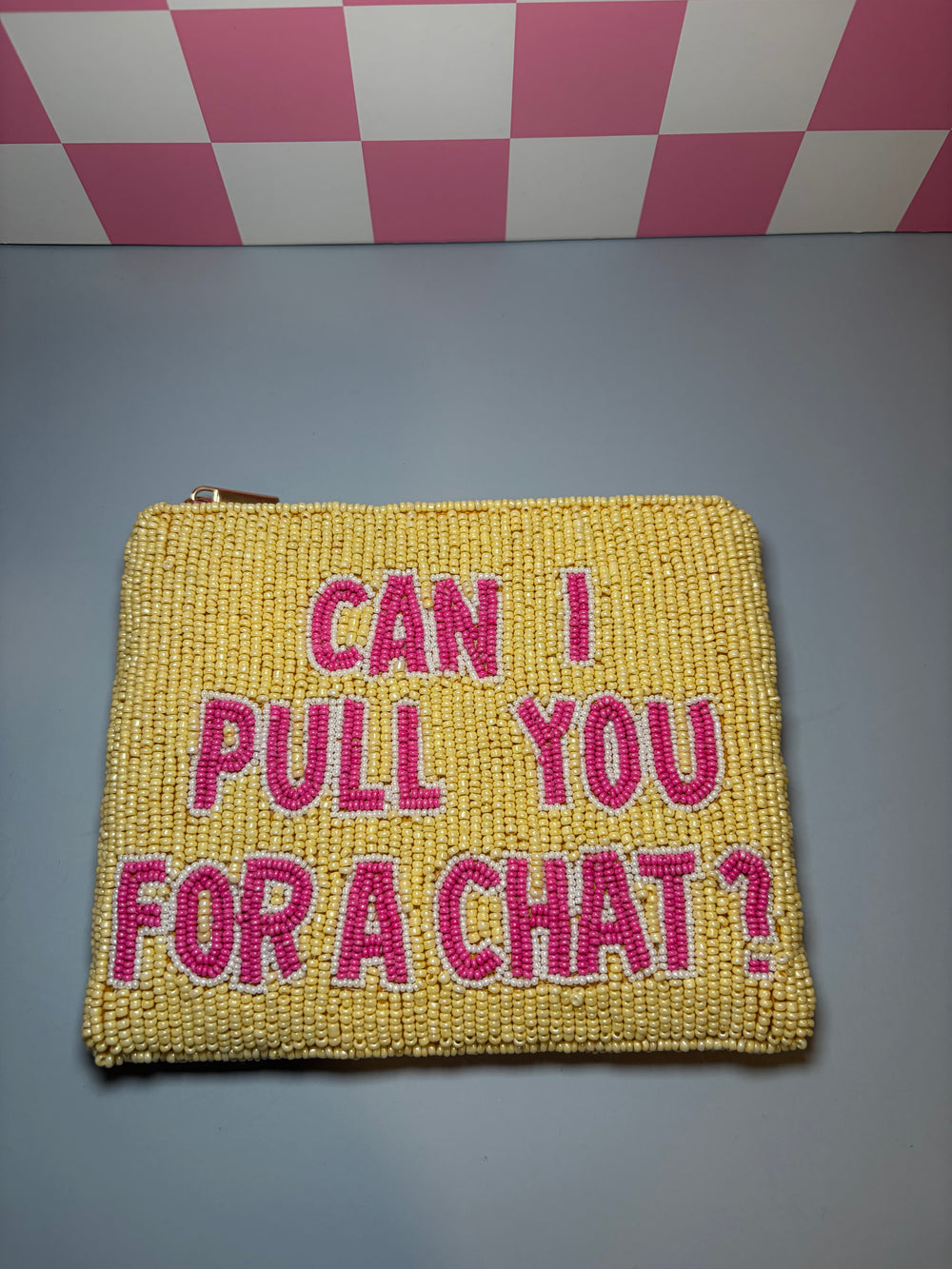Can I Pull You for a Chat? (Yellow) - Medium Beaded Pouch