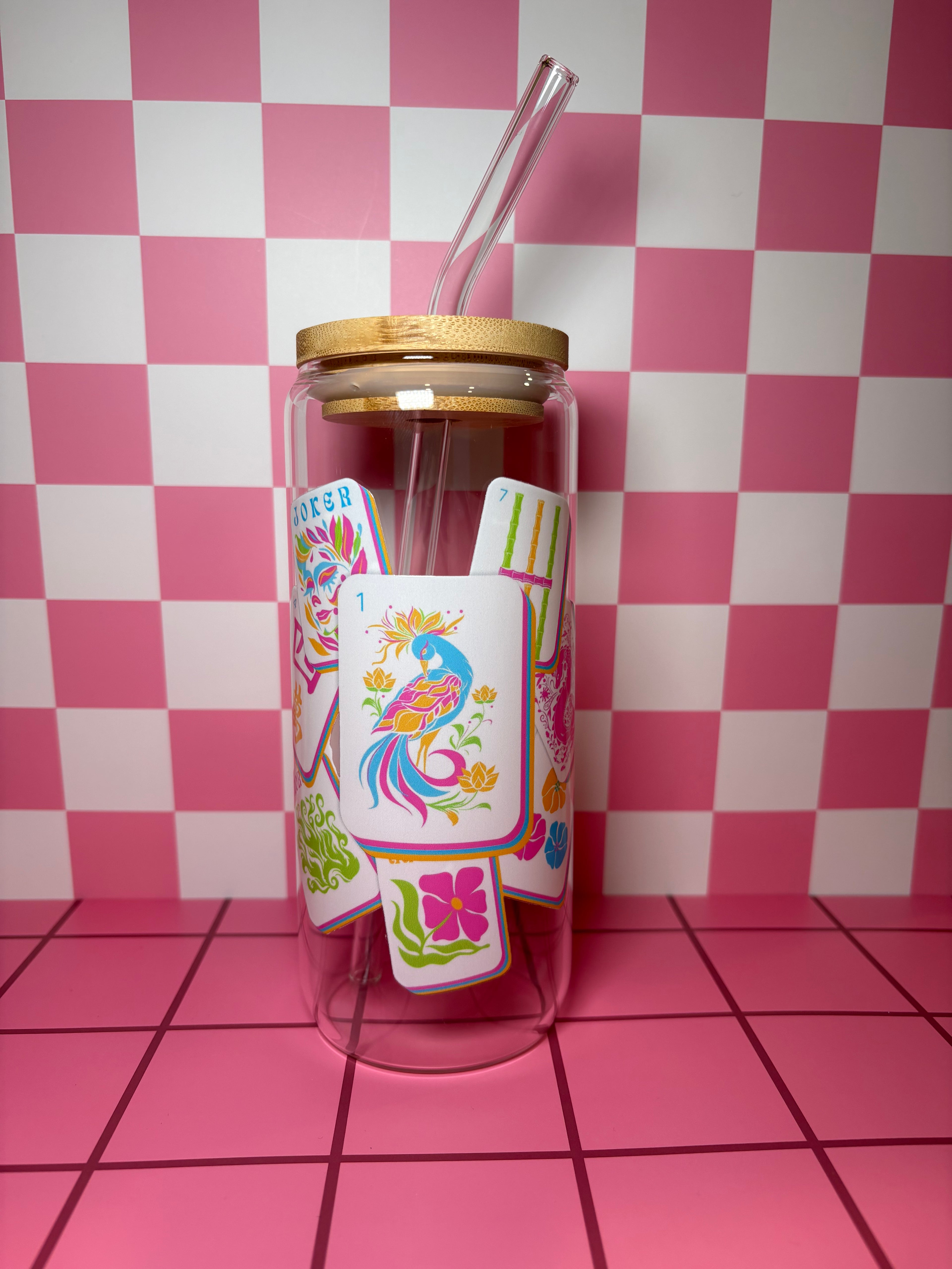 Mahjong Tiles 20 Oz Glass Can