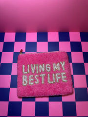 XL Living my best life - Beaded Pouch