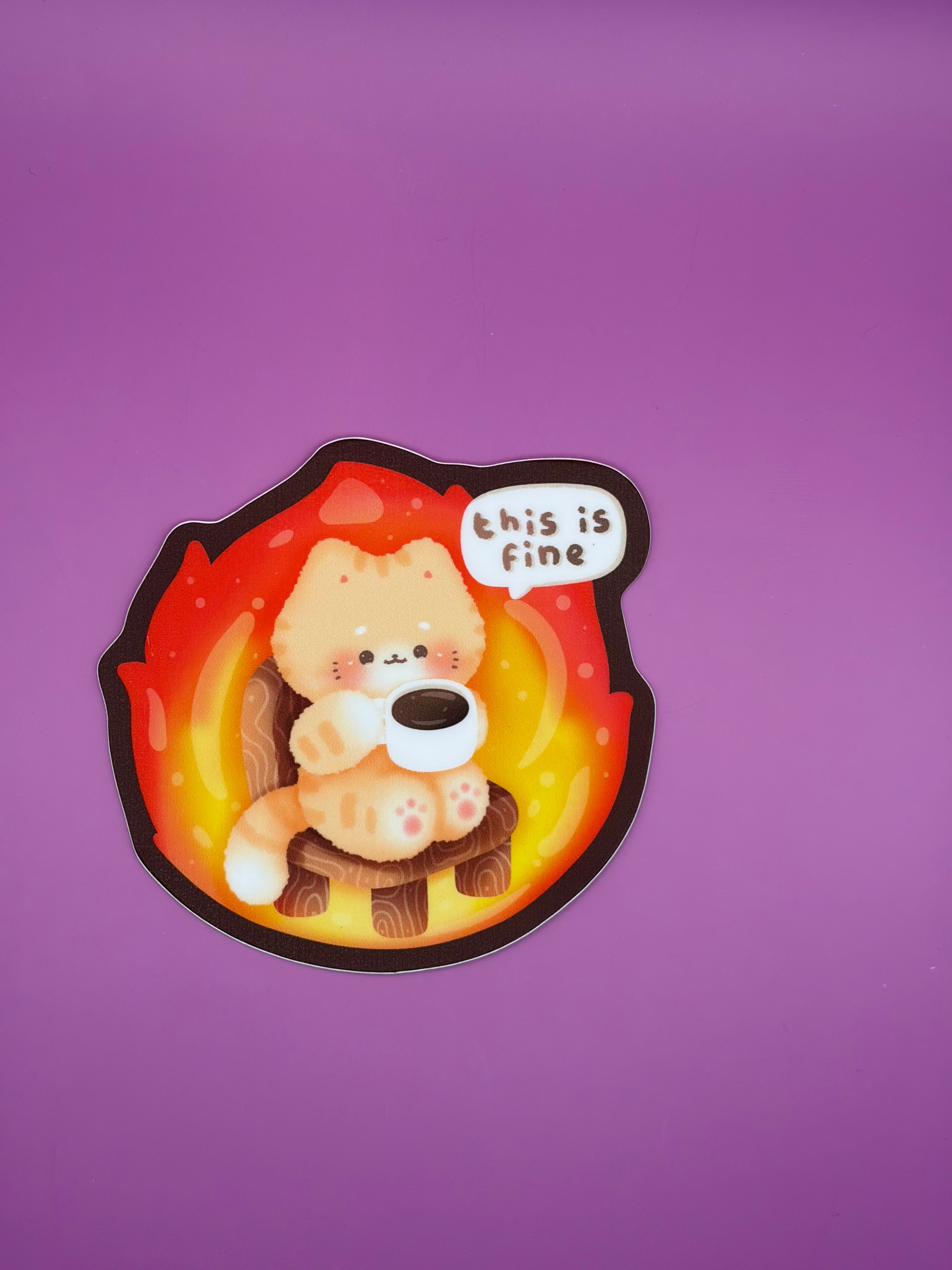 This is fine cat - Sticker