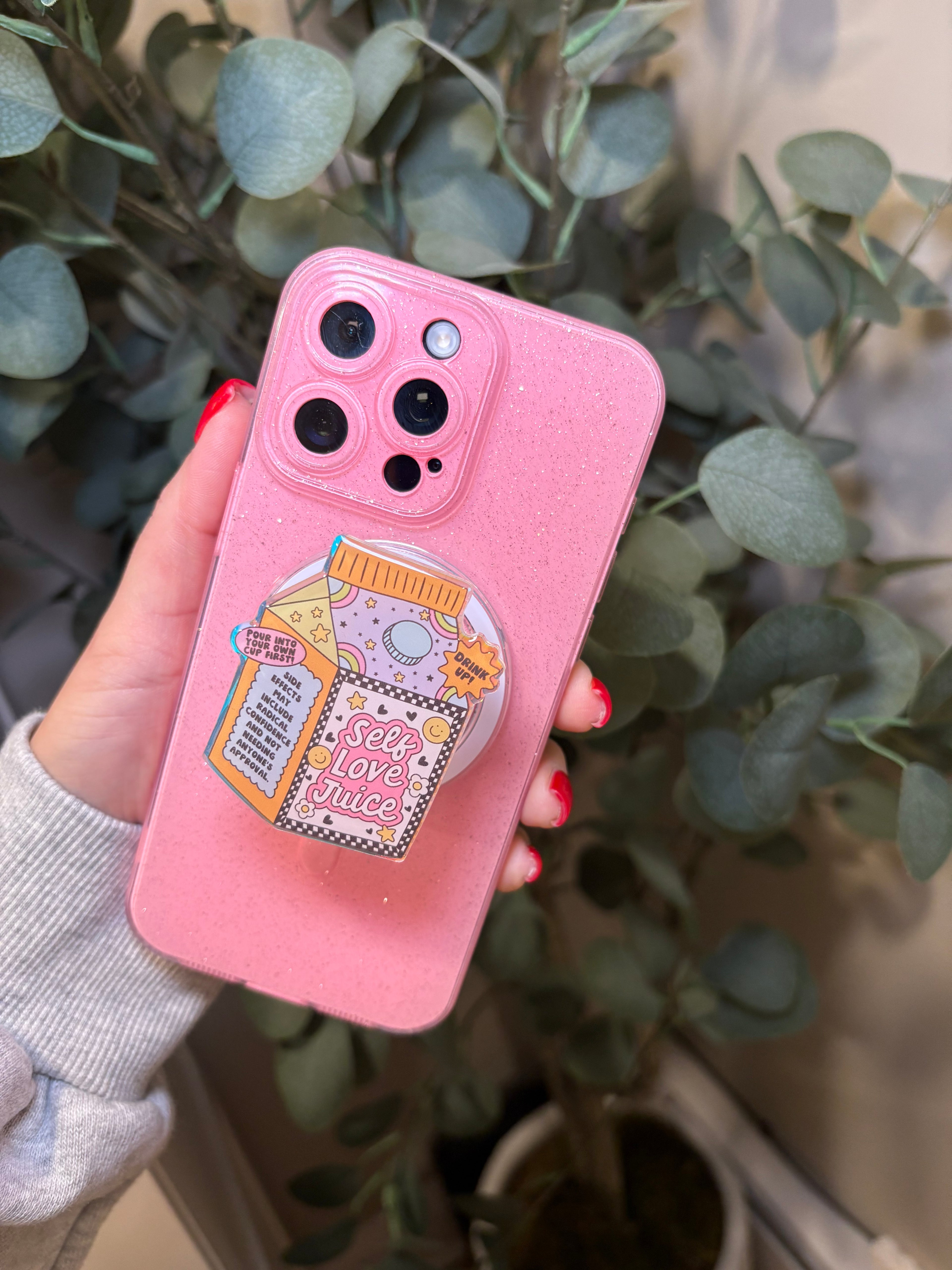 "Self Love Juice" Phone & E-Reader MagSafe Grip – Phone & E-Reader MagSafe Grip - Adheres to any MagSafe Phone, E-Reader or Tablet
