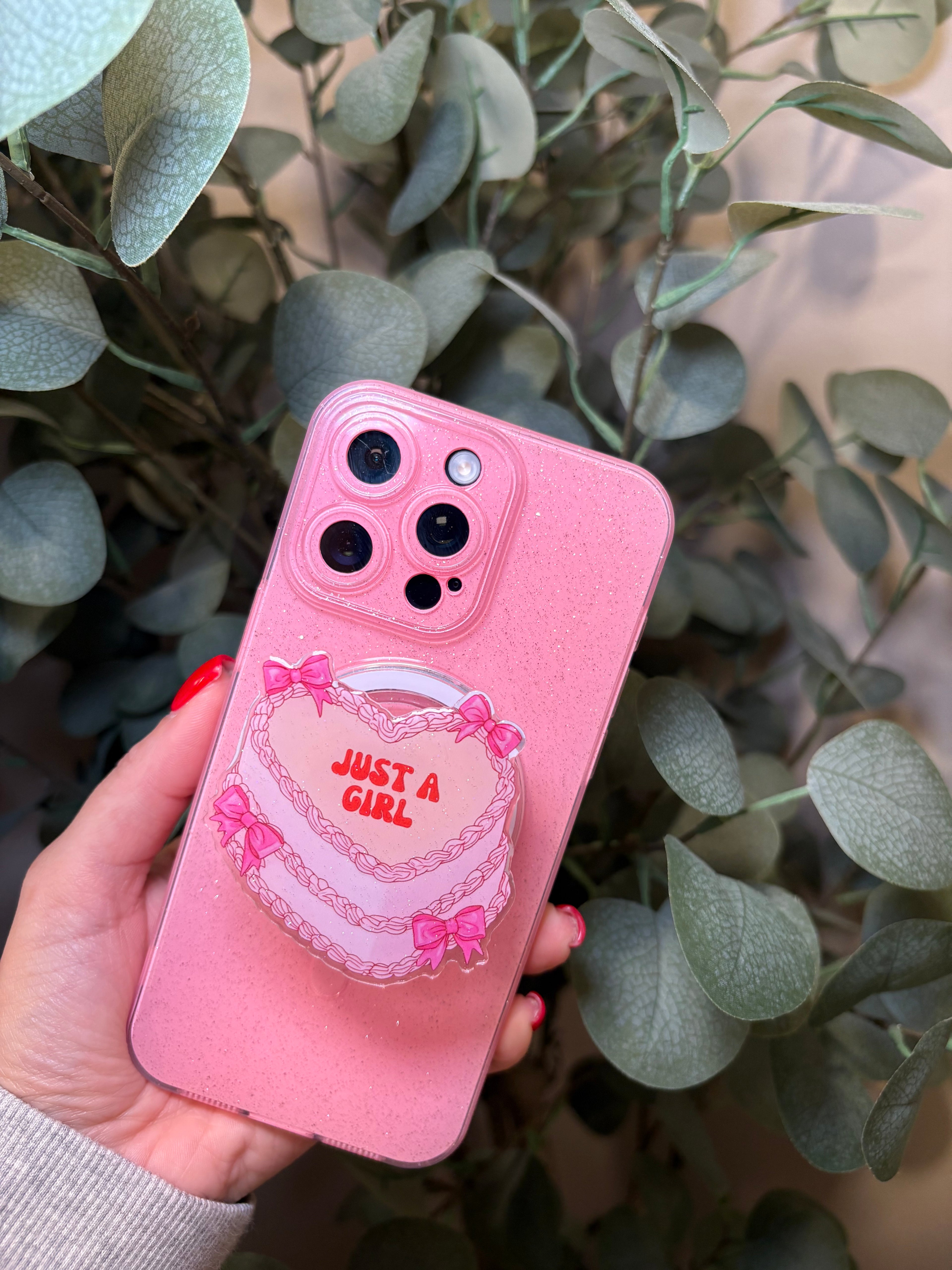 "Just A Girl" Phone & E-Reader MagSafe Grip – Phone & E-Reader MagSafe Grip - Adheres to any MagSafe Phone, E-Reader or Tablet