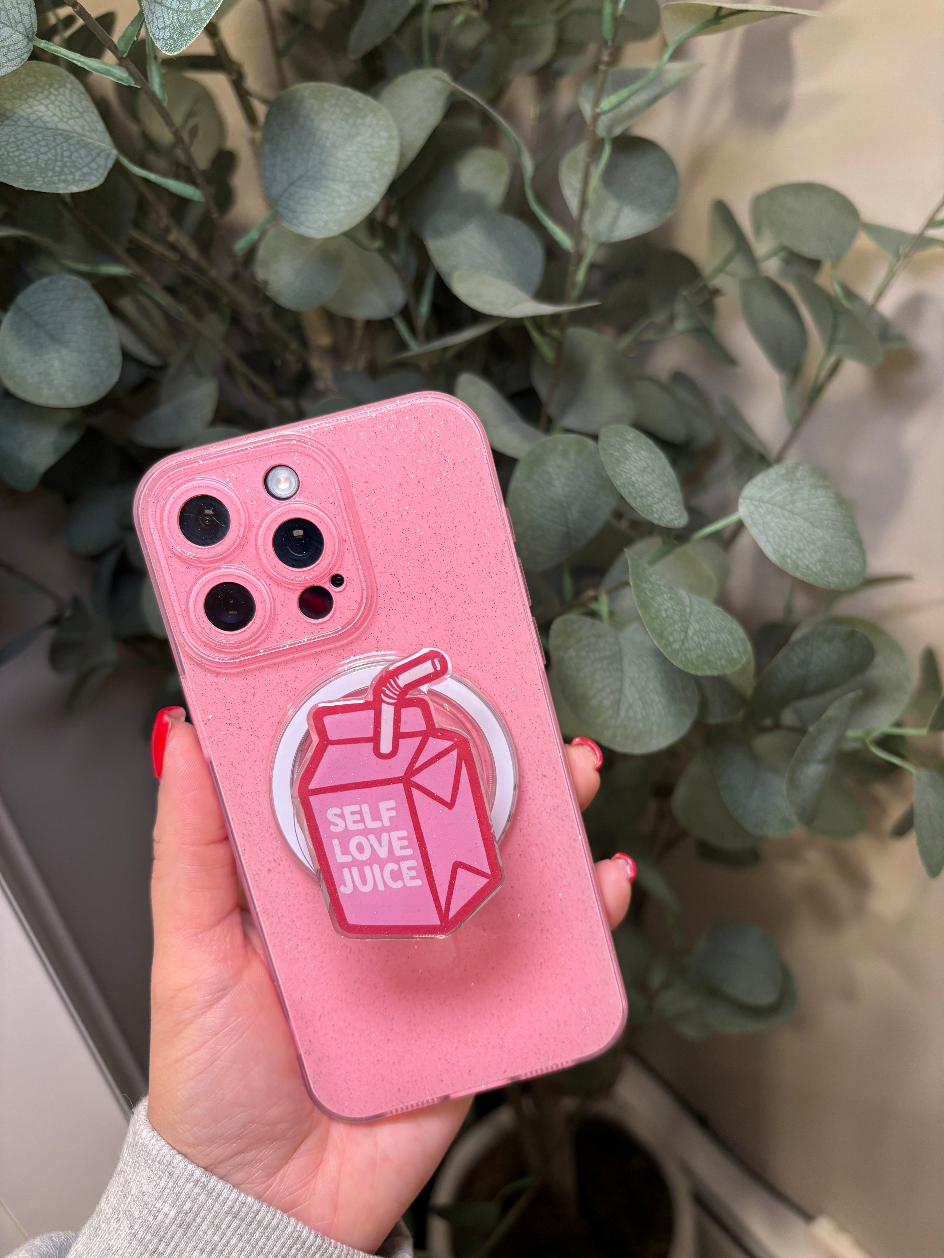 "Pink Self Love Juice" Phone & E-Reader MagSafe Grip – Phone & E-Reader MagSafe Grip - Adheres to any MagSafe Phone, E-Reader or Tablet