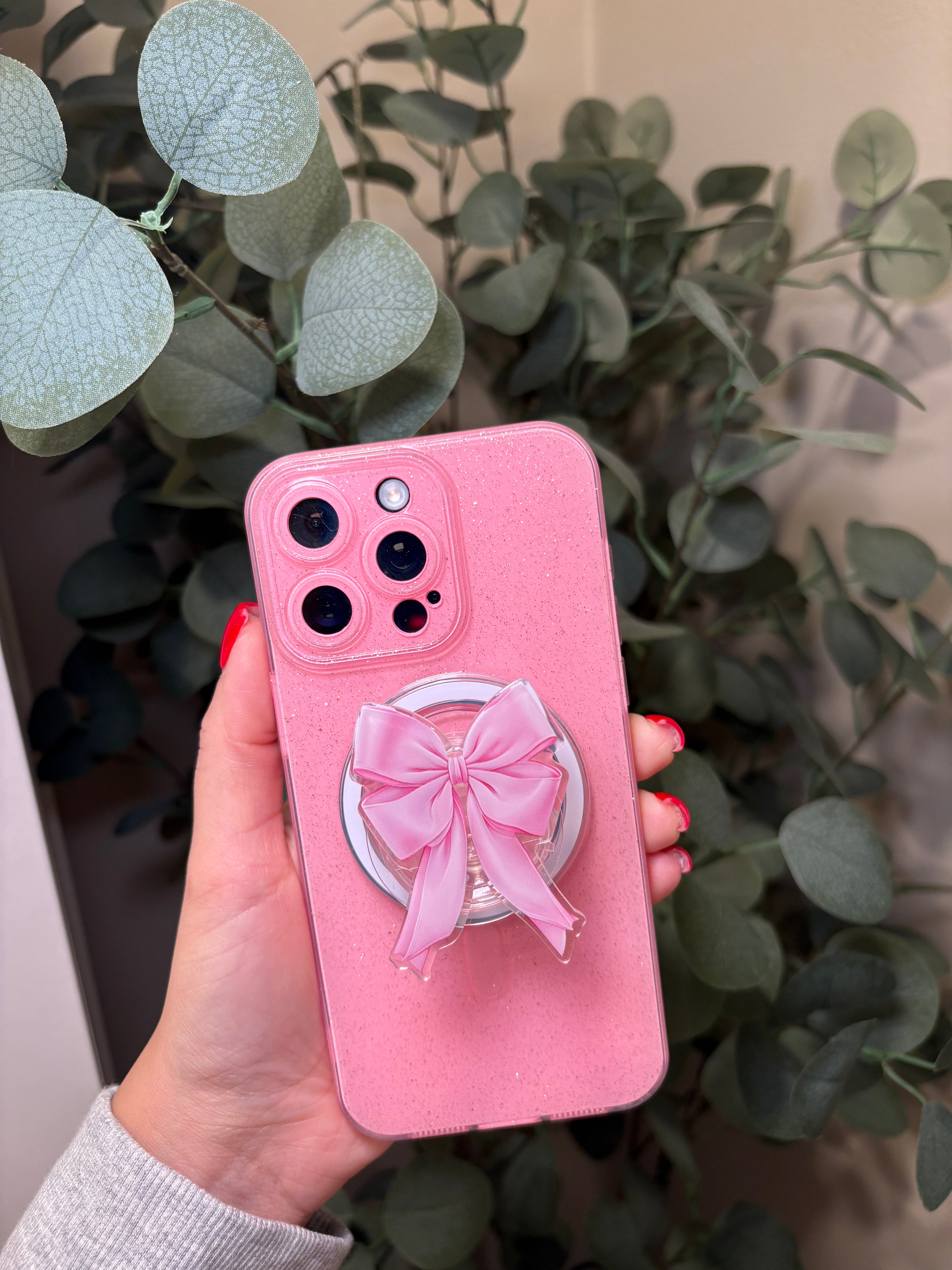 "Pink Bow" Phone & E-Reader MagSafe Grip – Phone & E-Reader MagSafe Grip - Adheres to any MagSafe Phone, E-Reader or Tablet