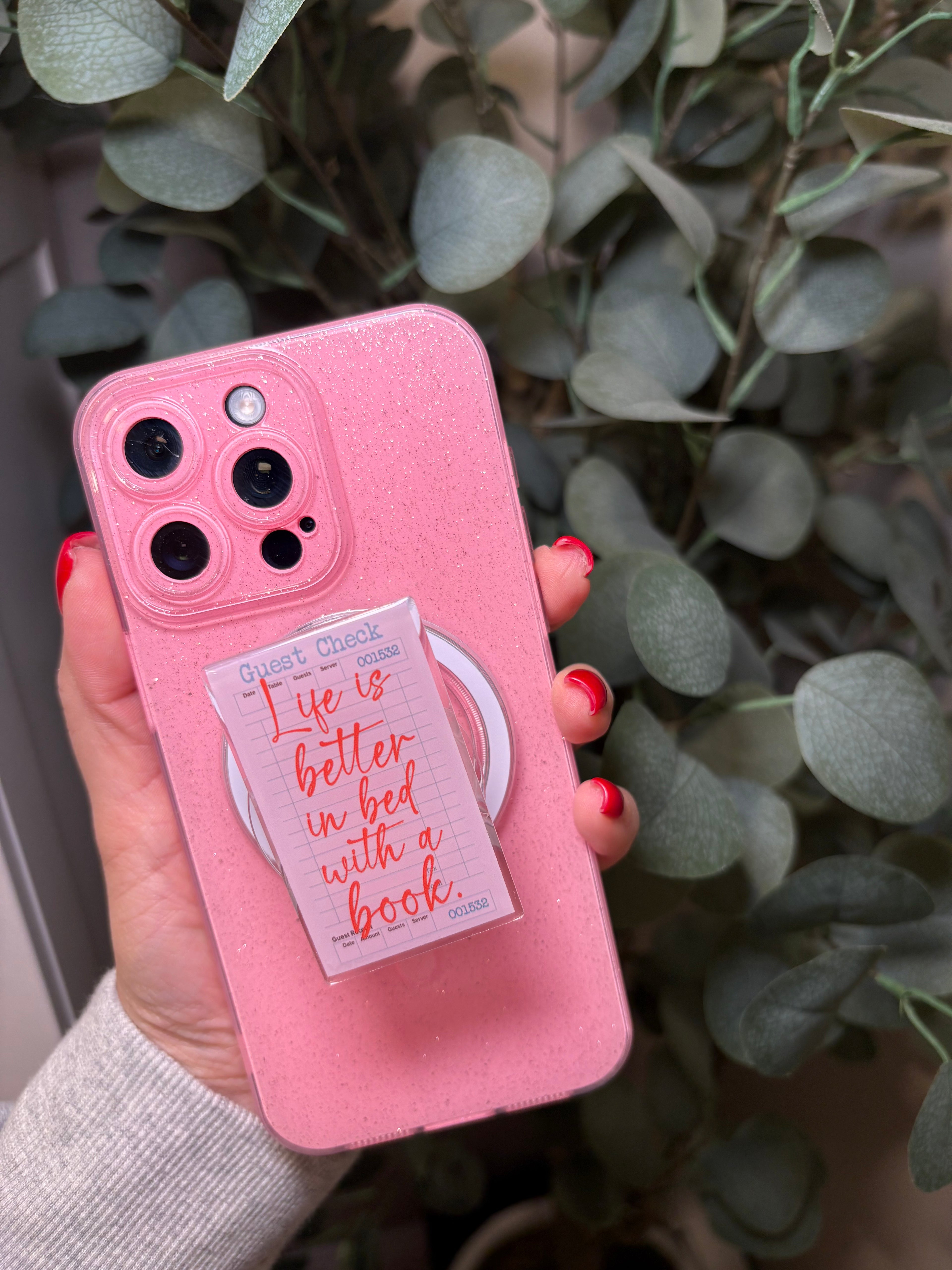 "Life is Better in Bed with a Book" Phone & E-Reader MagSafe Grip