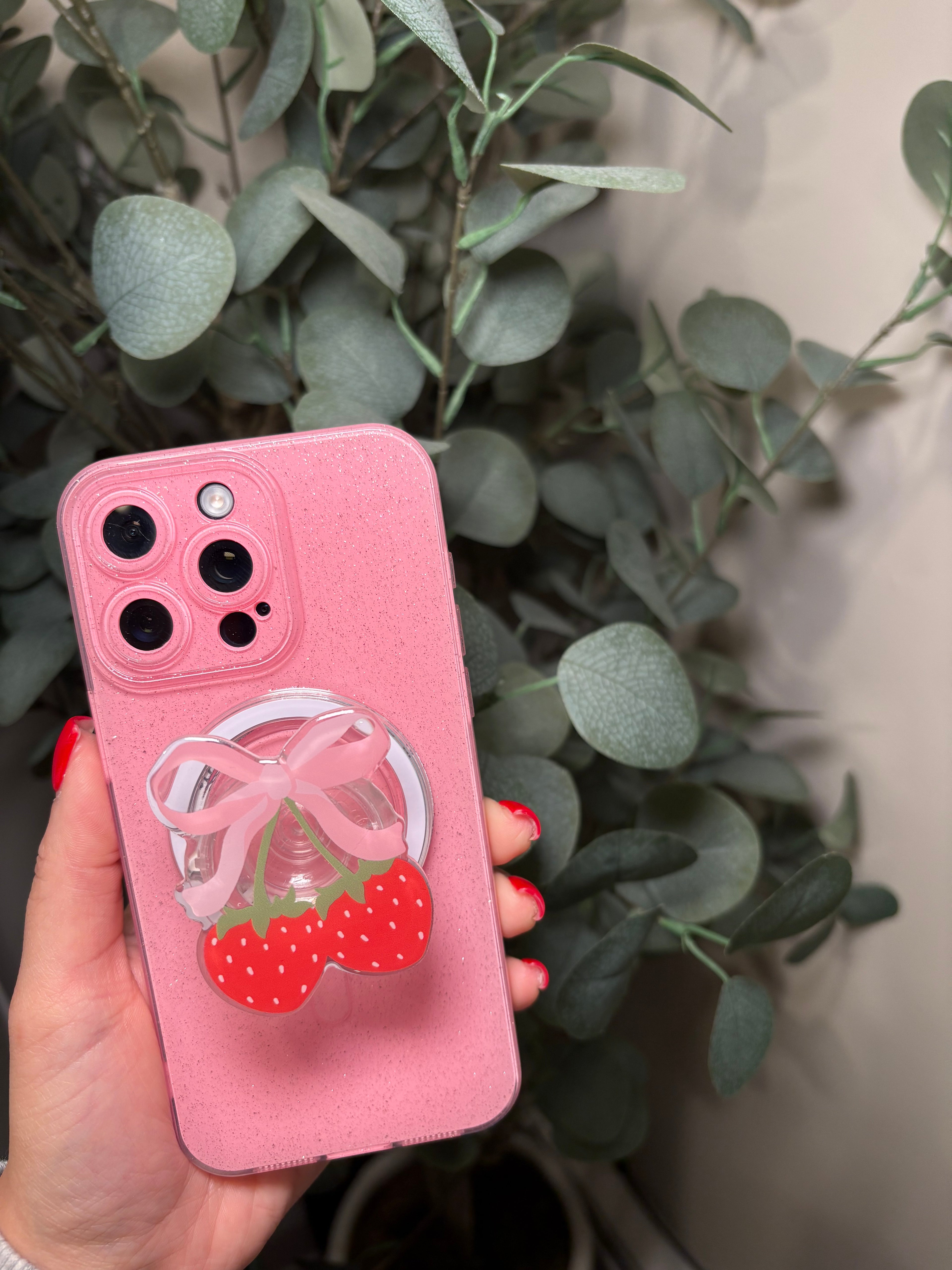 "Strawberries" Phone & E-Reader MagSafe Grip – Phone & E-Reader MagSafe Grip - Adheres to any MagSafe Phone, E-Reader or Tablet