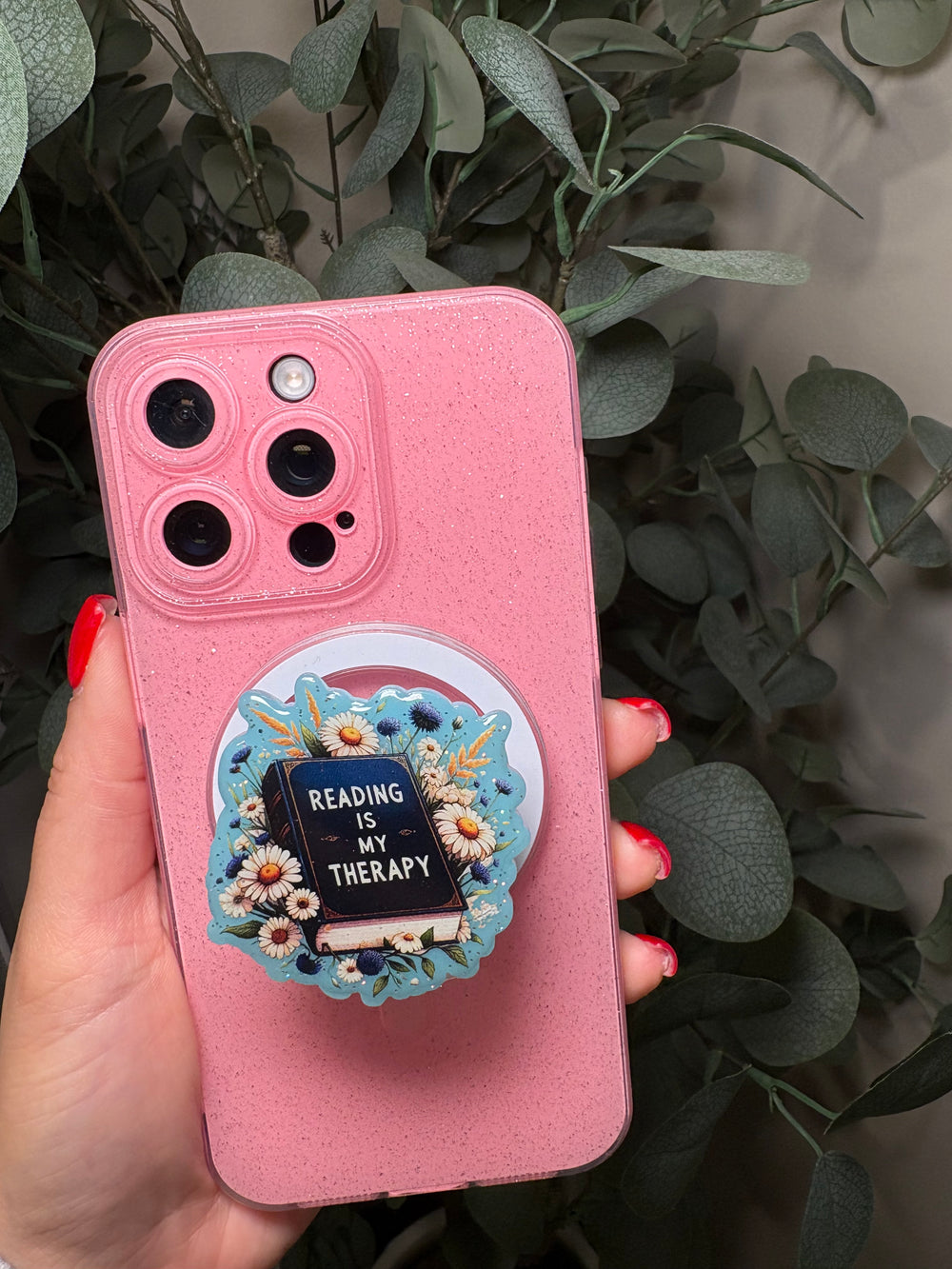"Reading is my Therapy" Phone & E-Reader MagSafe Grip