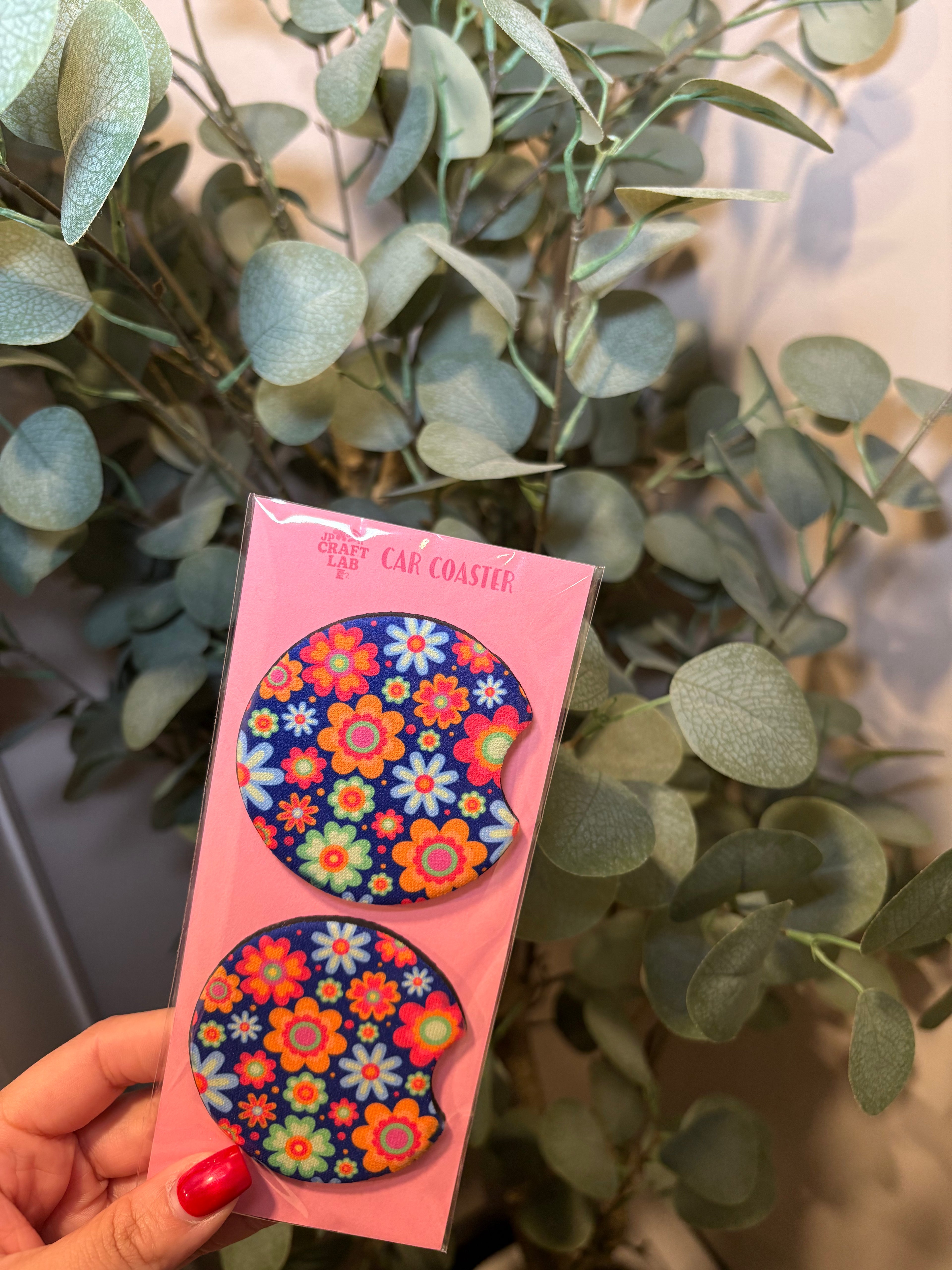 Floral - Car Coaster (Pack of 2) – Pack of 2 Car Coaster to place inside your car cup holders