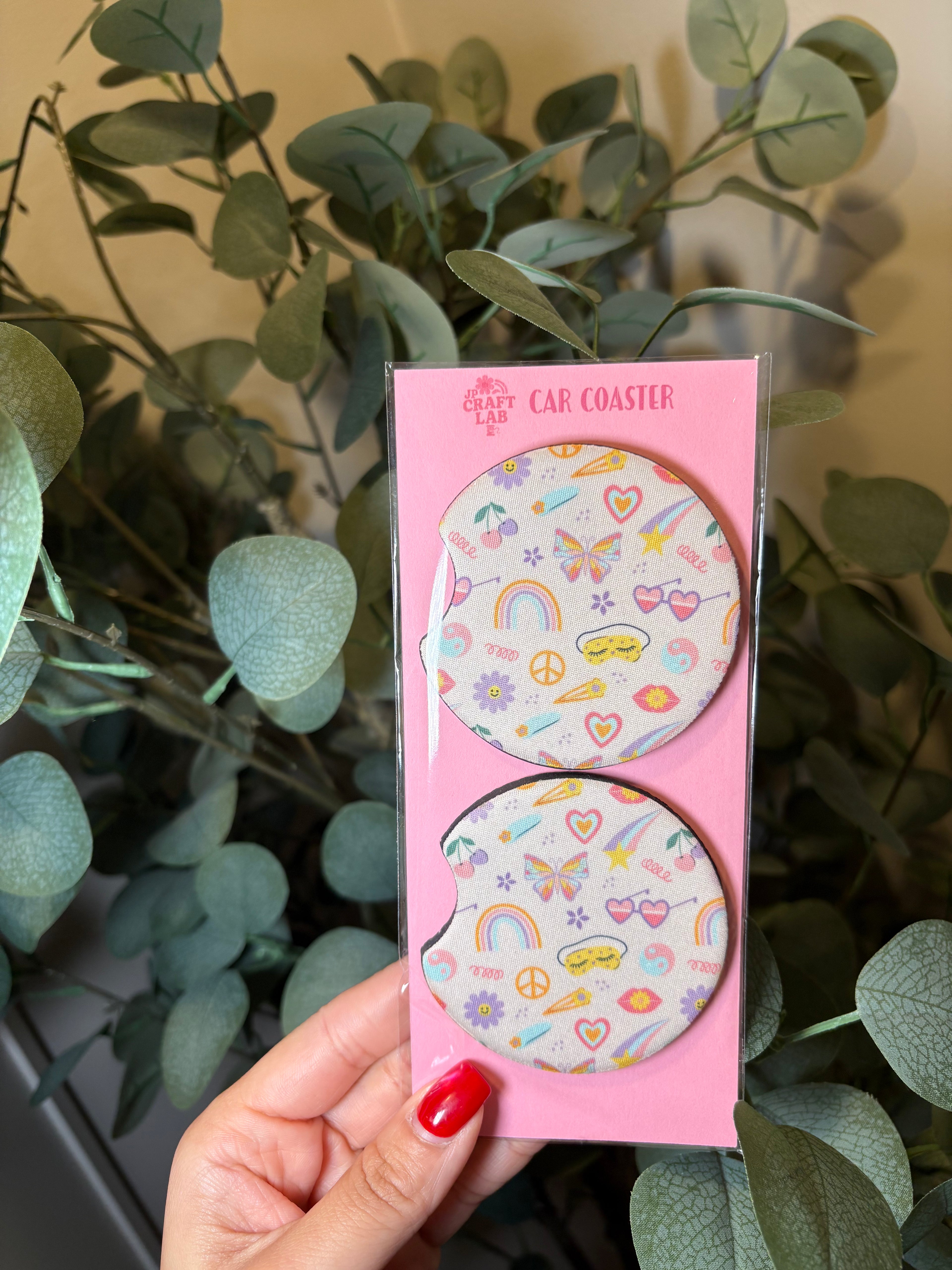 Girly - Car Coaster (Pack of 2) – Pack of 2 Car Coaster to place inside your car cup holders