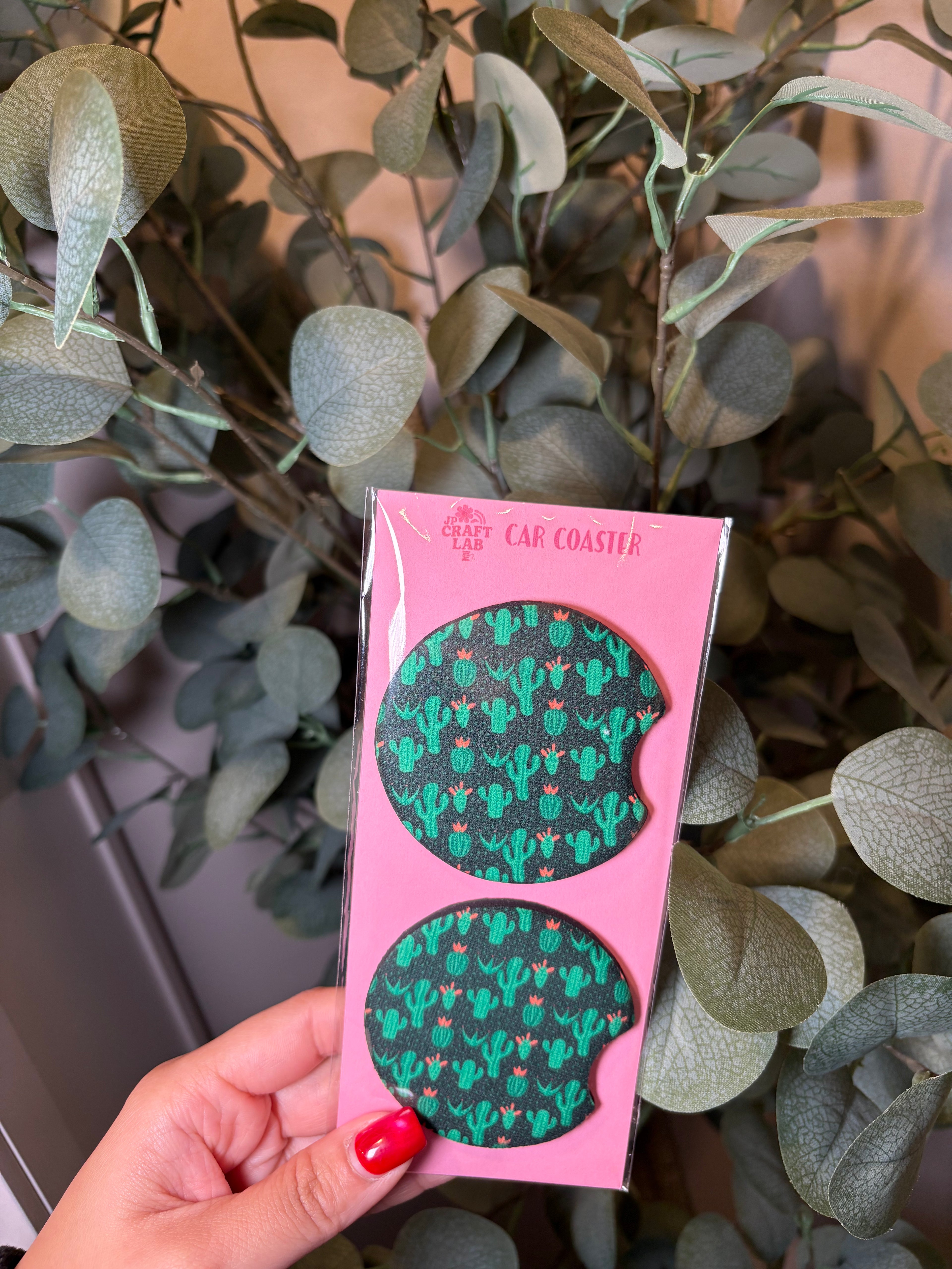 Cactus - Car Coaster (Pack of 2) – Pack of 2 Car Coaster to place inside your car cup holders
