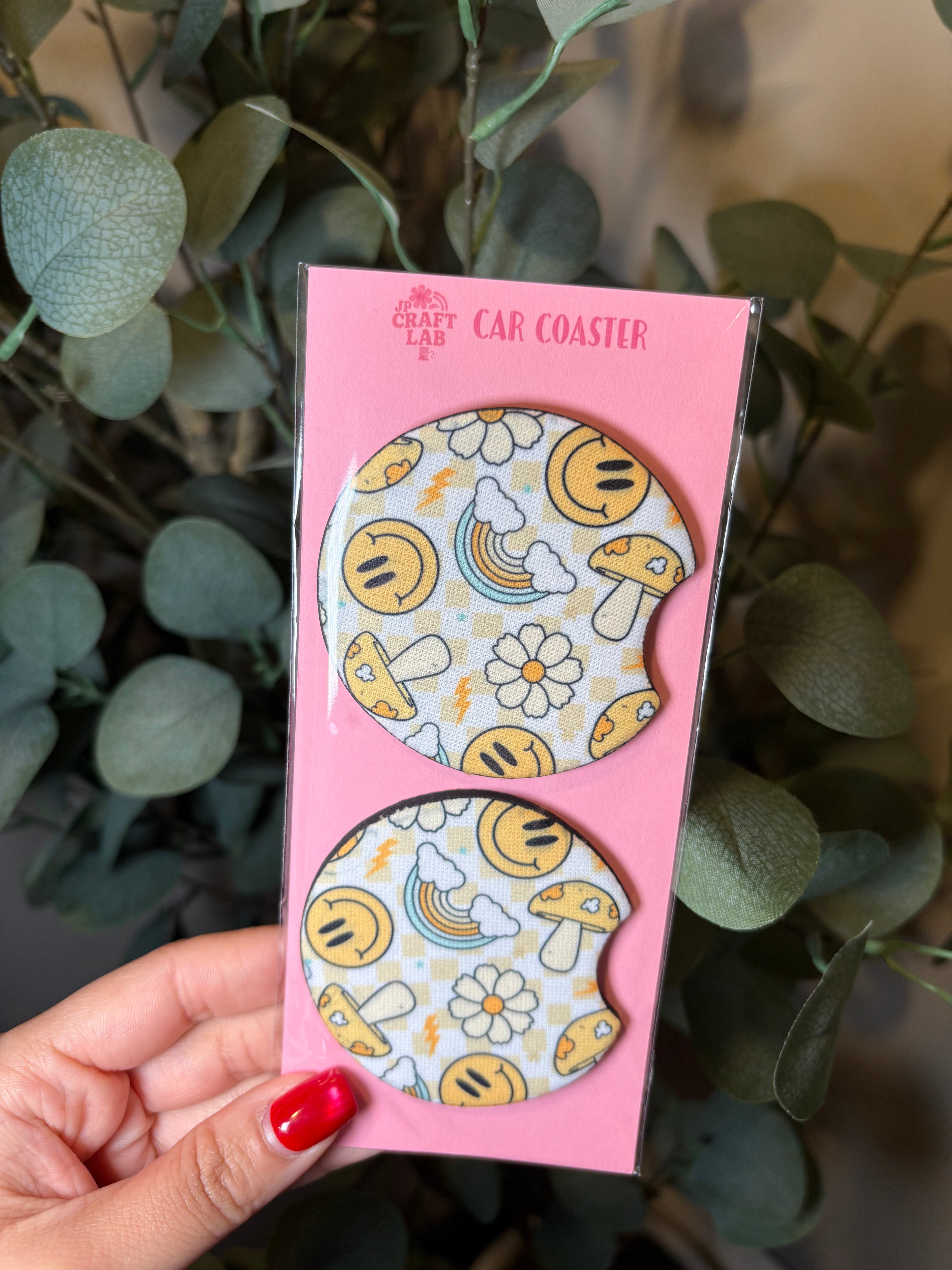 Rainbows & Smiles - Car Coaster (Pack of 2) – Pack of 2 Car Coaster to place inside your car cup holders