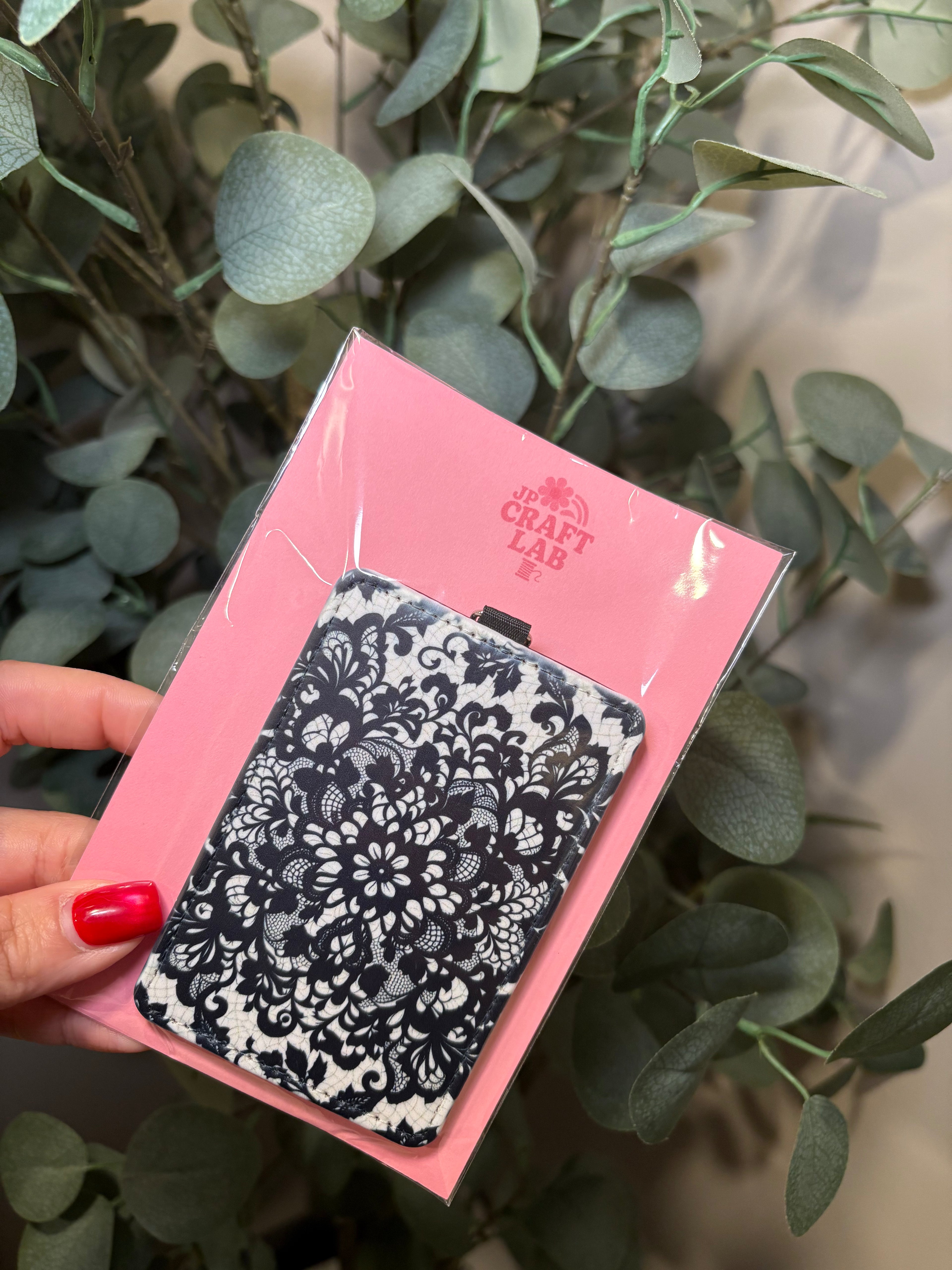 Black Lace - ID Badge Holder with Lanyard – ID Badge Holder with Black Lanyard