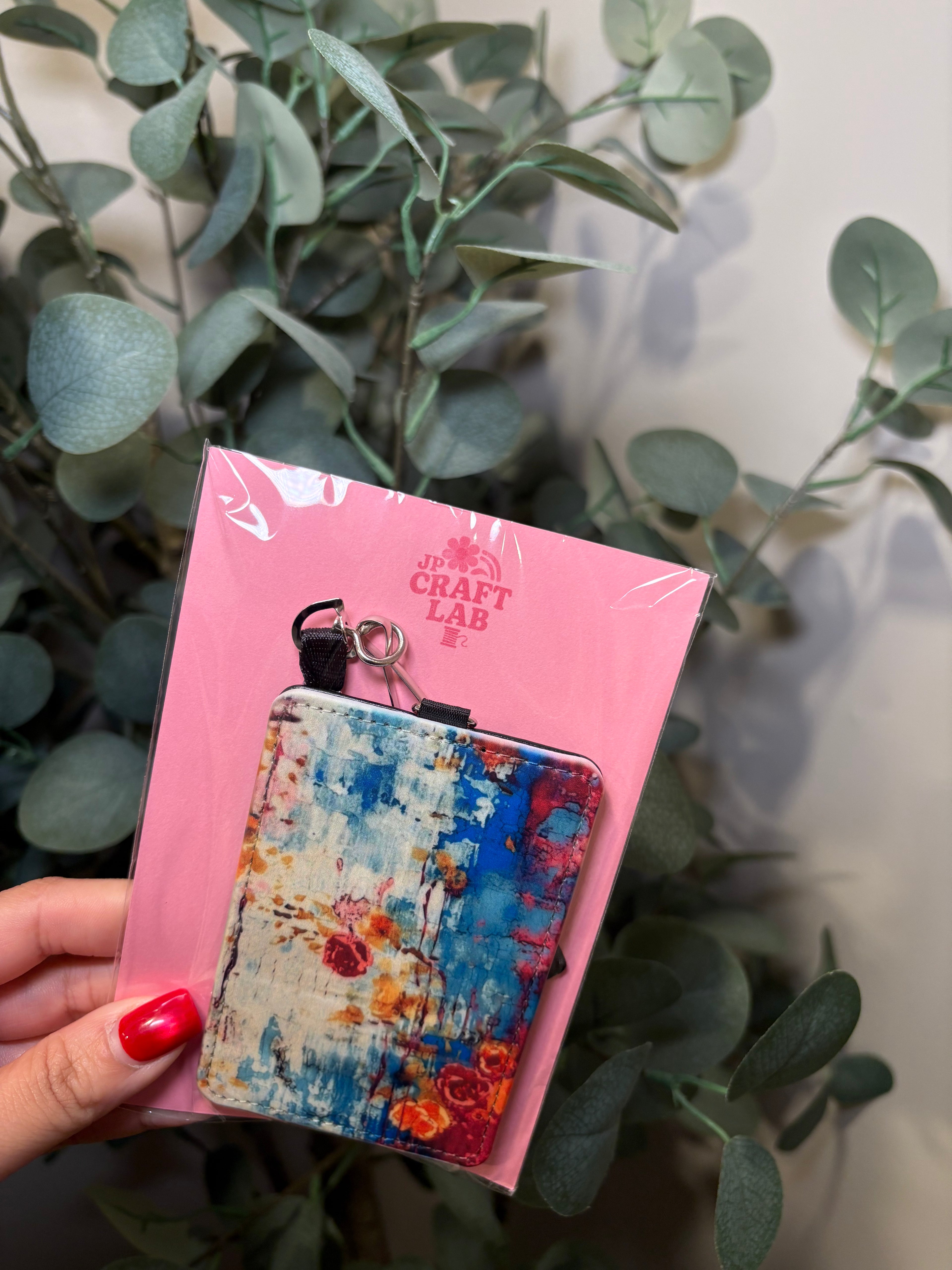 Distressed Paint- ID Badge Holder with Lanyard – ID Badge Holder with Black Lanyard