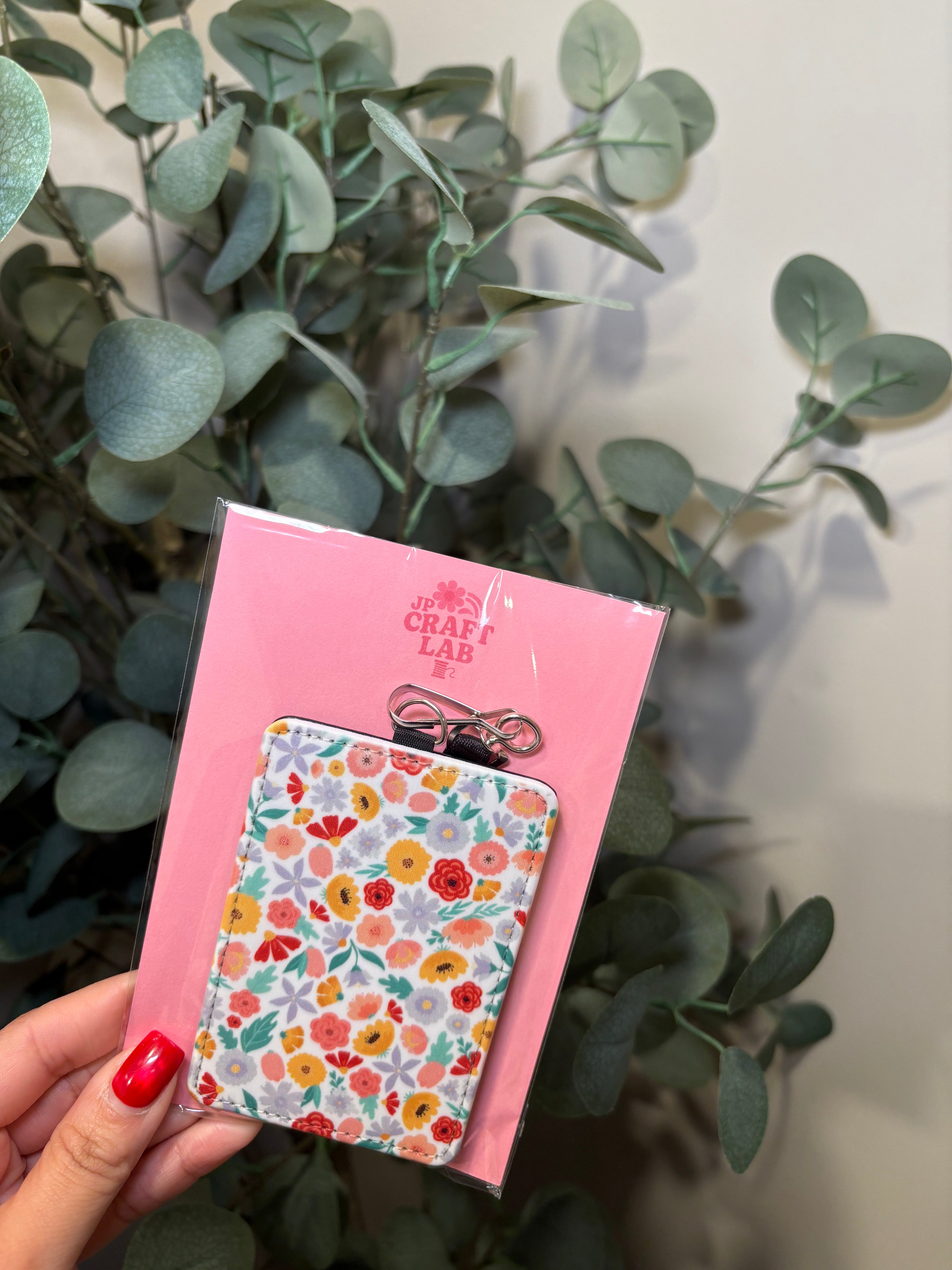 Floral - ID Badge Holder with Lanyard – ID Badge Holder with Black Lanyard