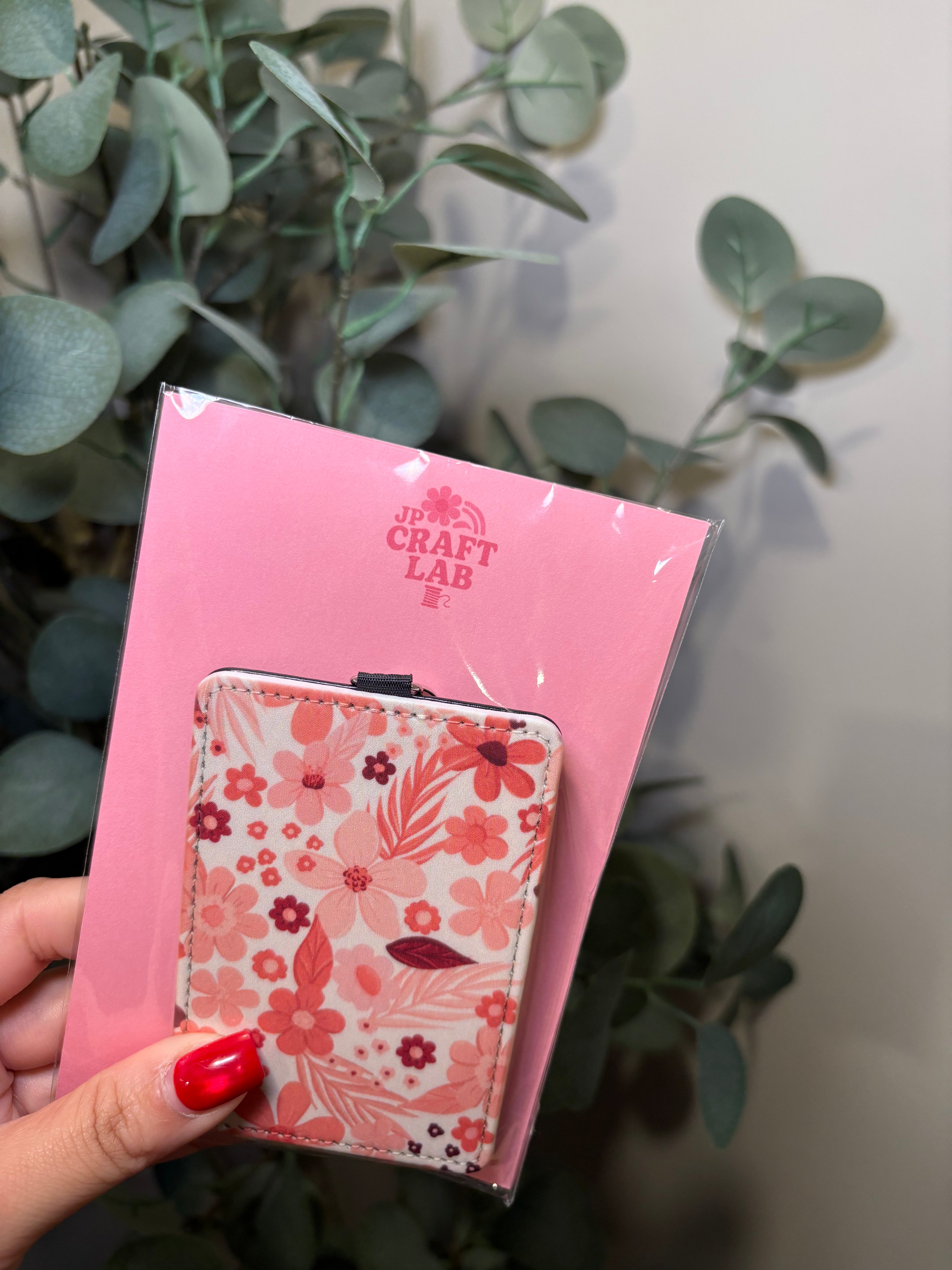 Pink Floral - ID Badge Holder with Lanyard – ID Badge Holder with Black Lanyard