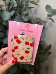 Large Cherries & Flowers - ID Badge Holder with Lanyard