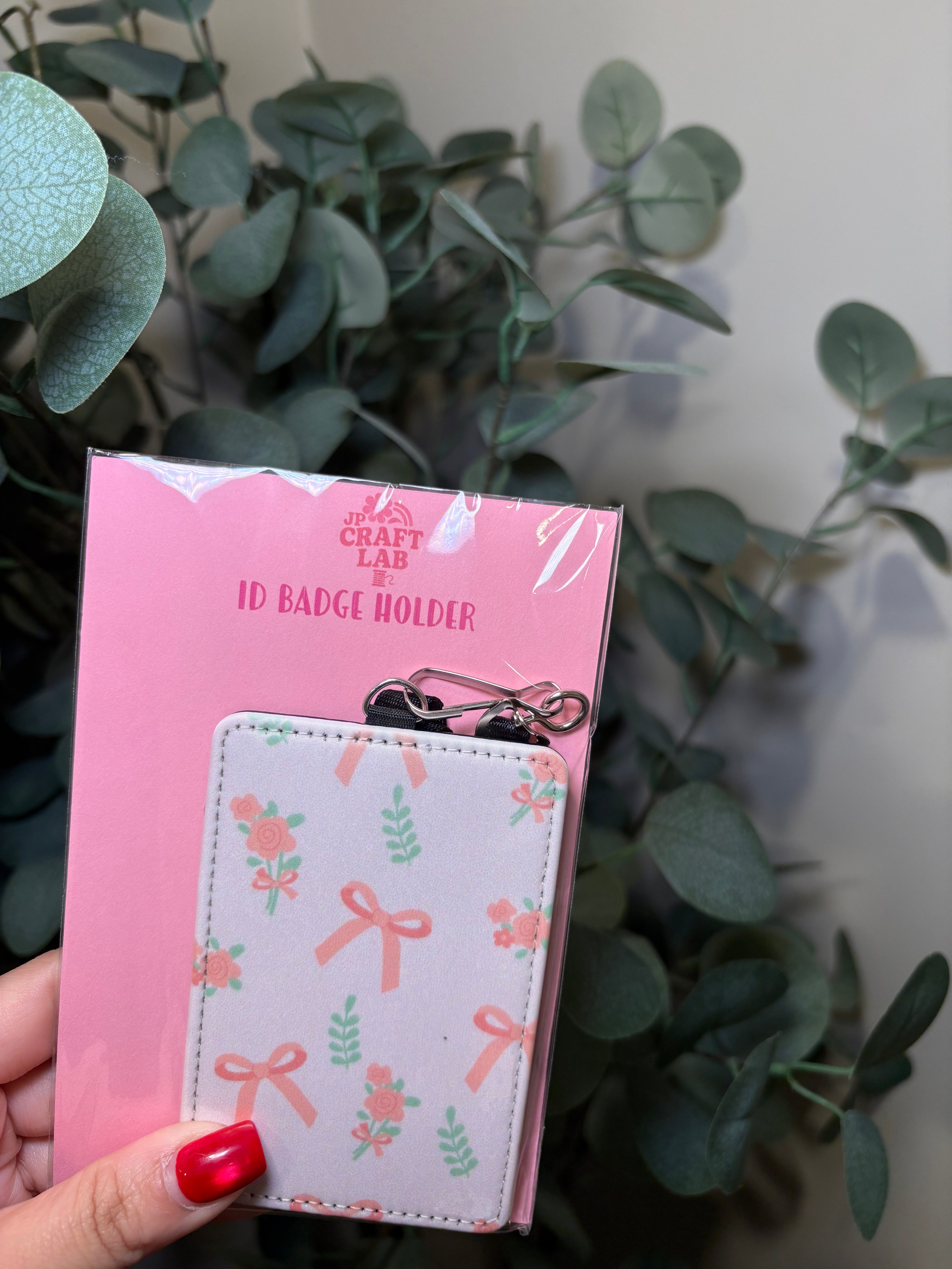 Bows & Flowers - ID Badge Holder with Lanyard – ID Badge Holder with Black Lanyard