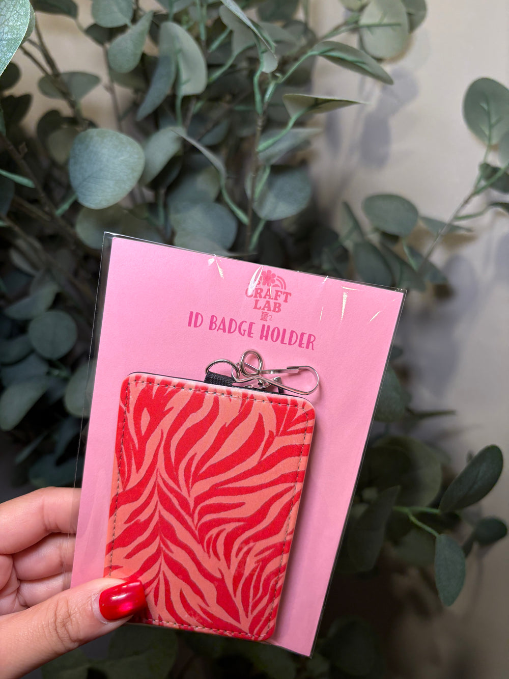Pink Zebra - ID Badge Holder with Lanyard