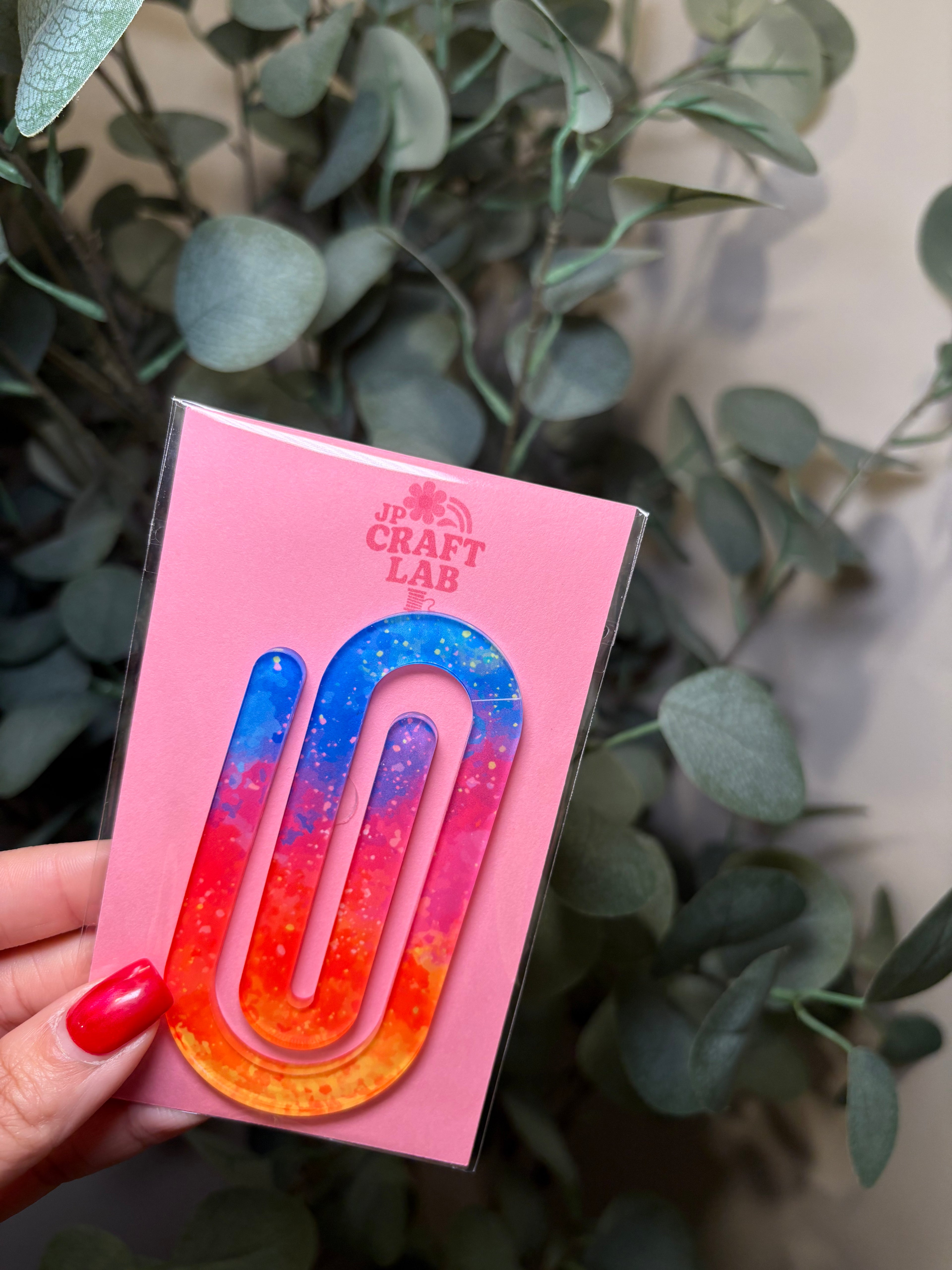 Neon Paint Splatter - Jumbo Paperclip – Acrylic Jumbo Paperclip