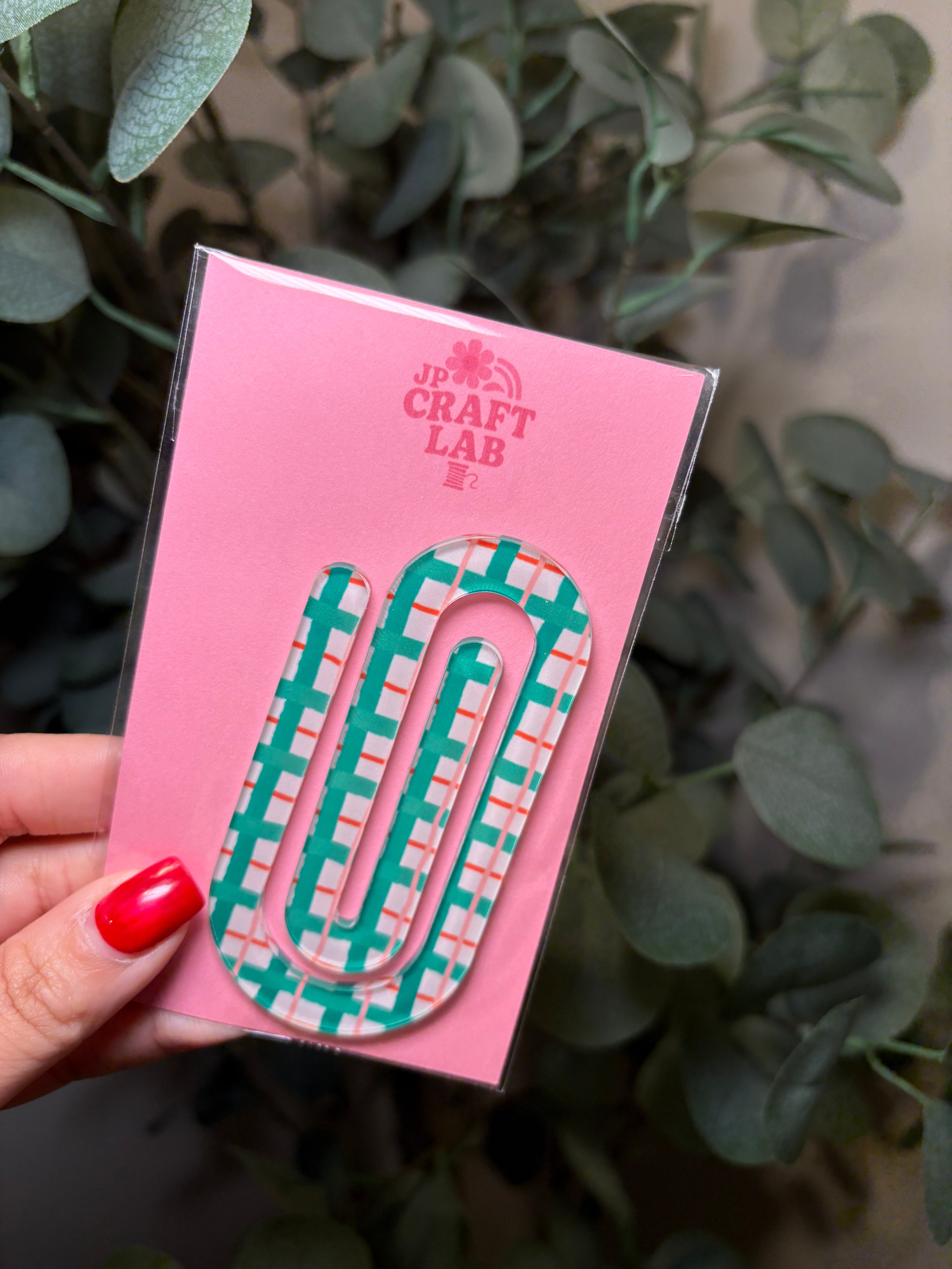 Green & Red Plaid - Jumbo Paperclip – Acrylic Jumbo Paperclip