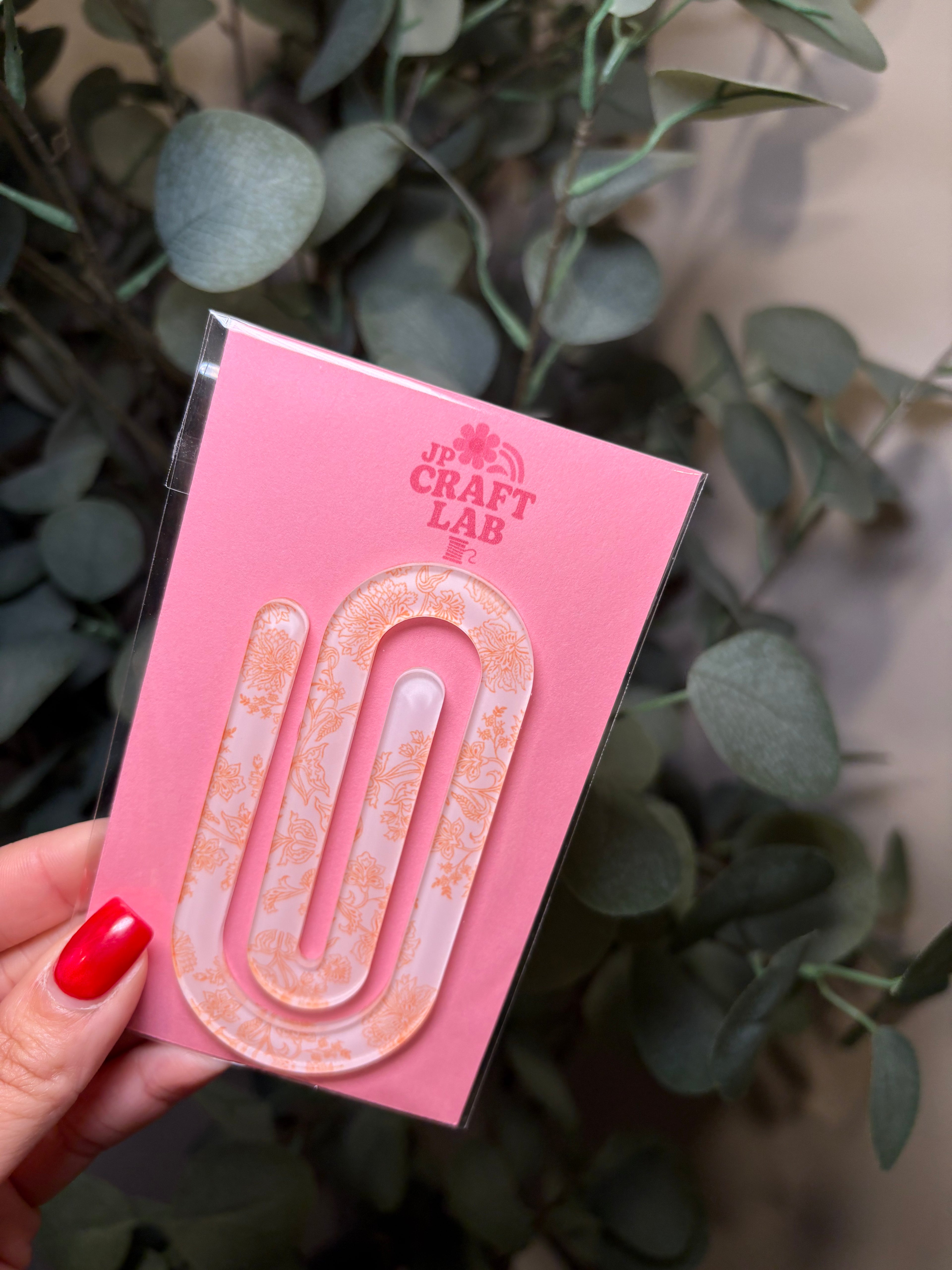 Peach Floral - Jumbo Paperclip – Acrylic Jumbo Paperclip