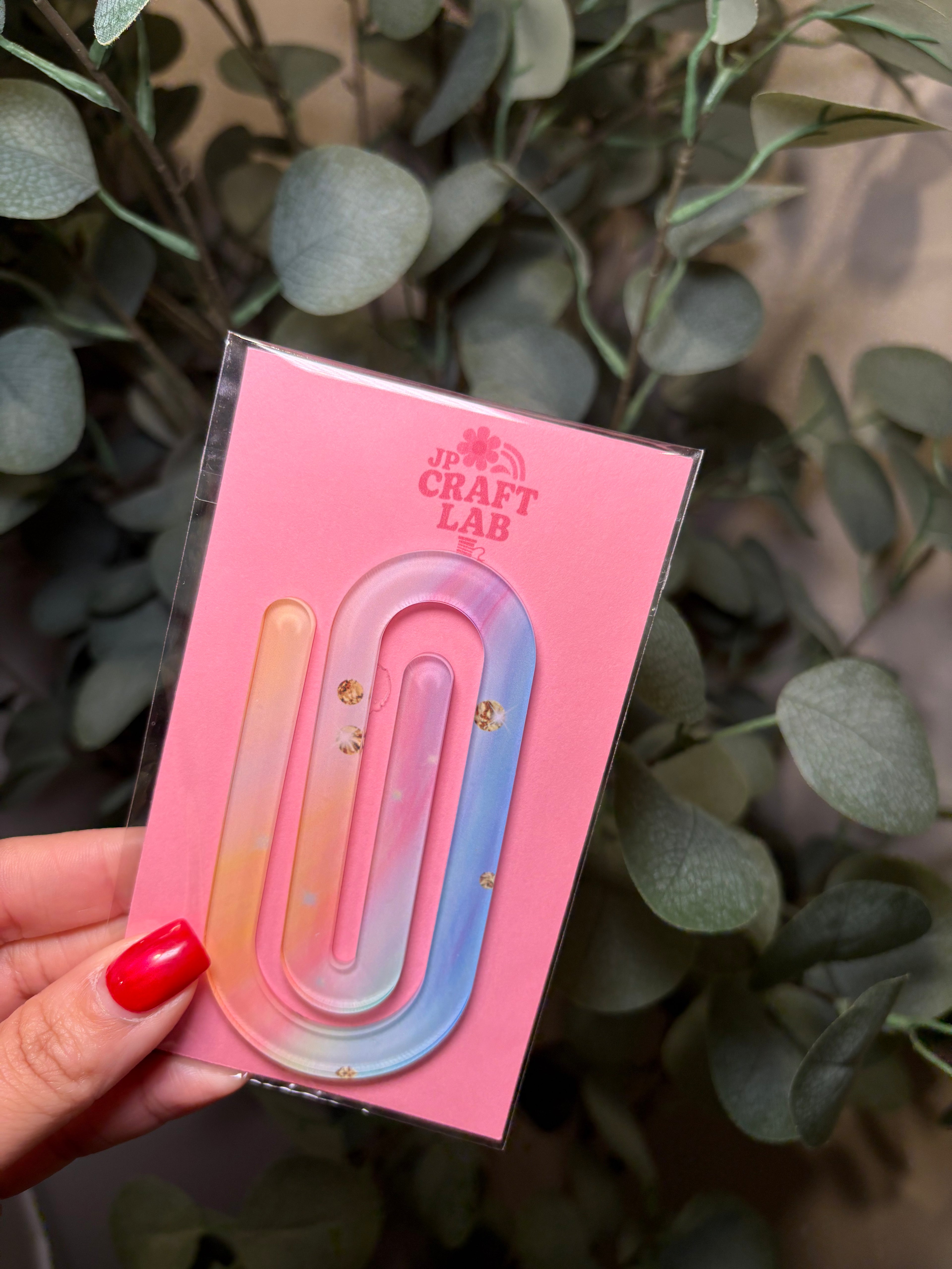 Pastel Rainbow with Gold Spots - Jumbo Paperclip – Acrylic Jumbo Paperclip