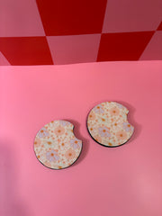 Pink Flowers - Car Coaster (Pack of 2)