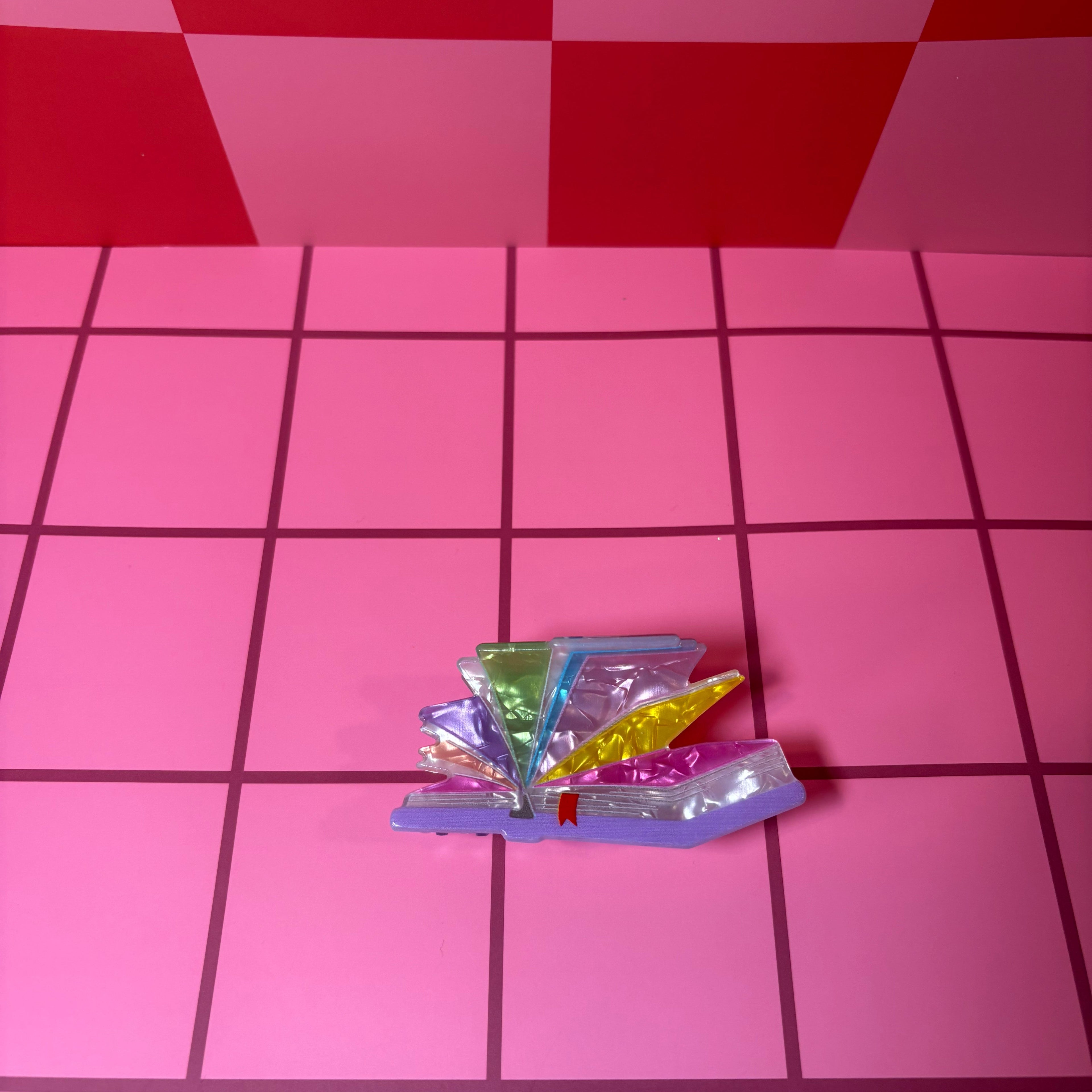 Multi Colored Books -Small Claw Clip