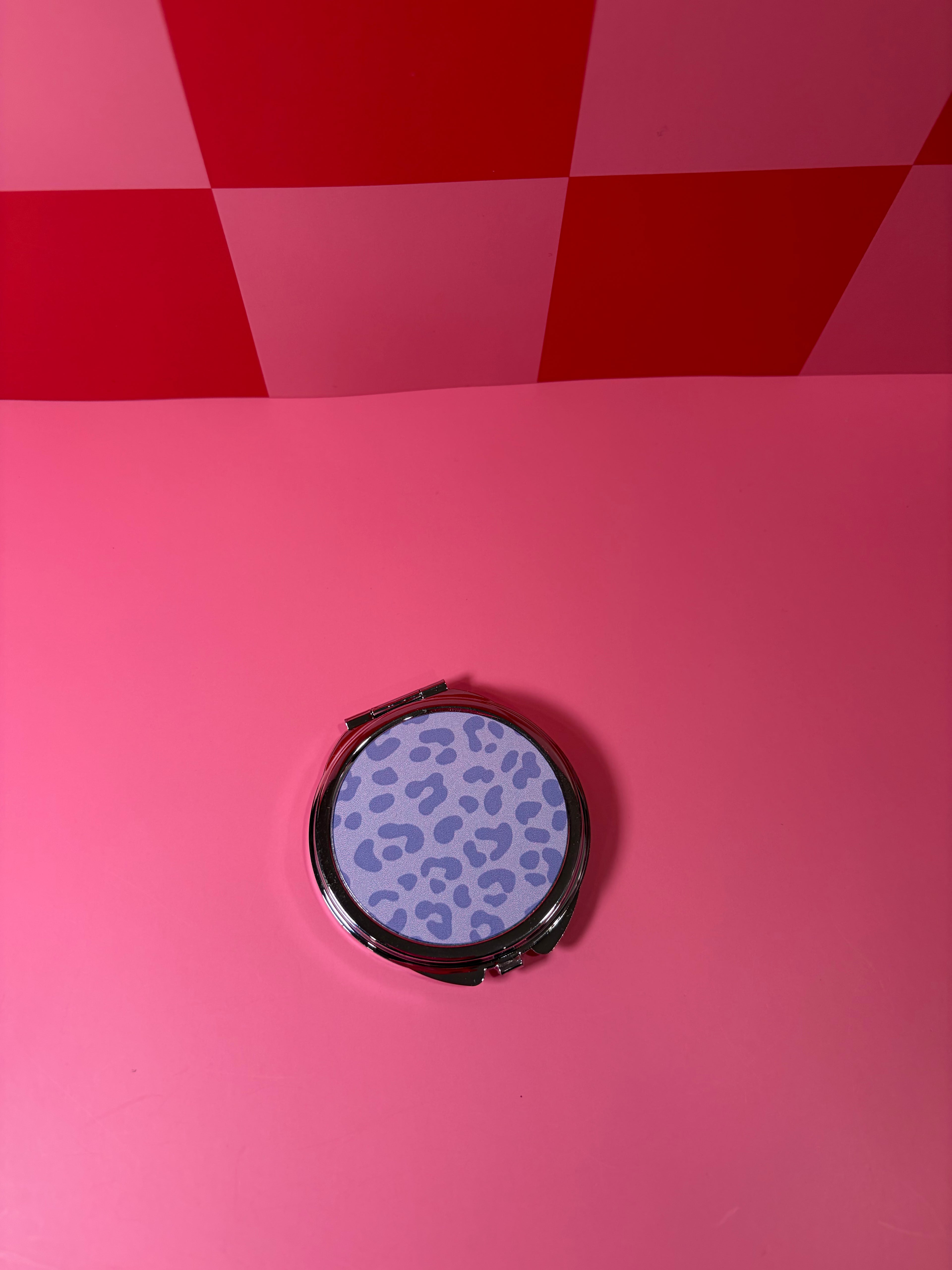 Purple Cheetah Compact Mirror