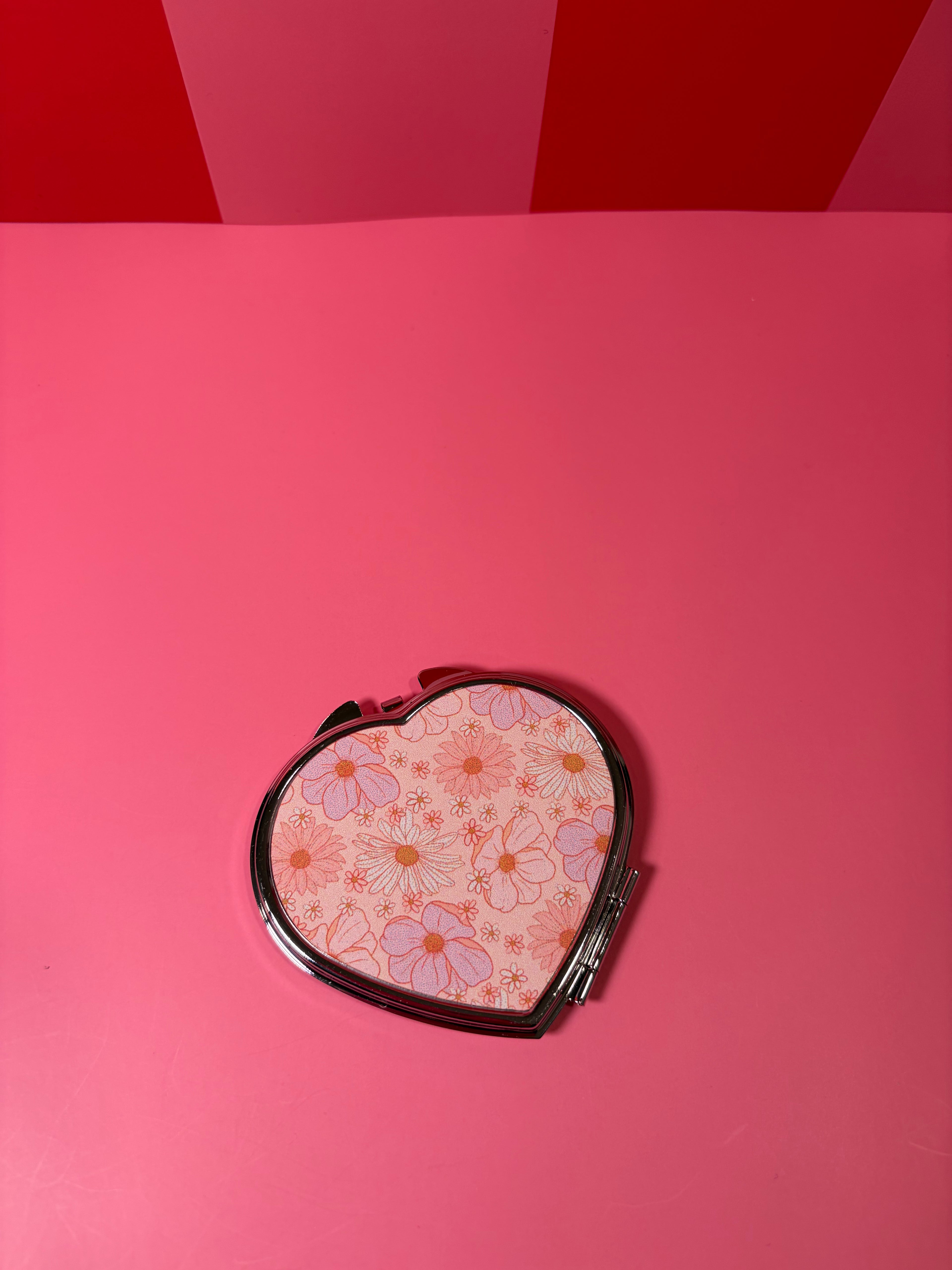 Pink Flowers Compact Mirror