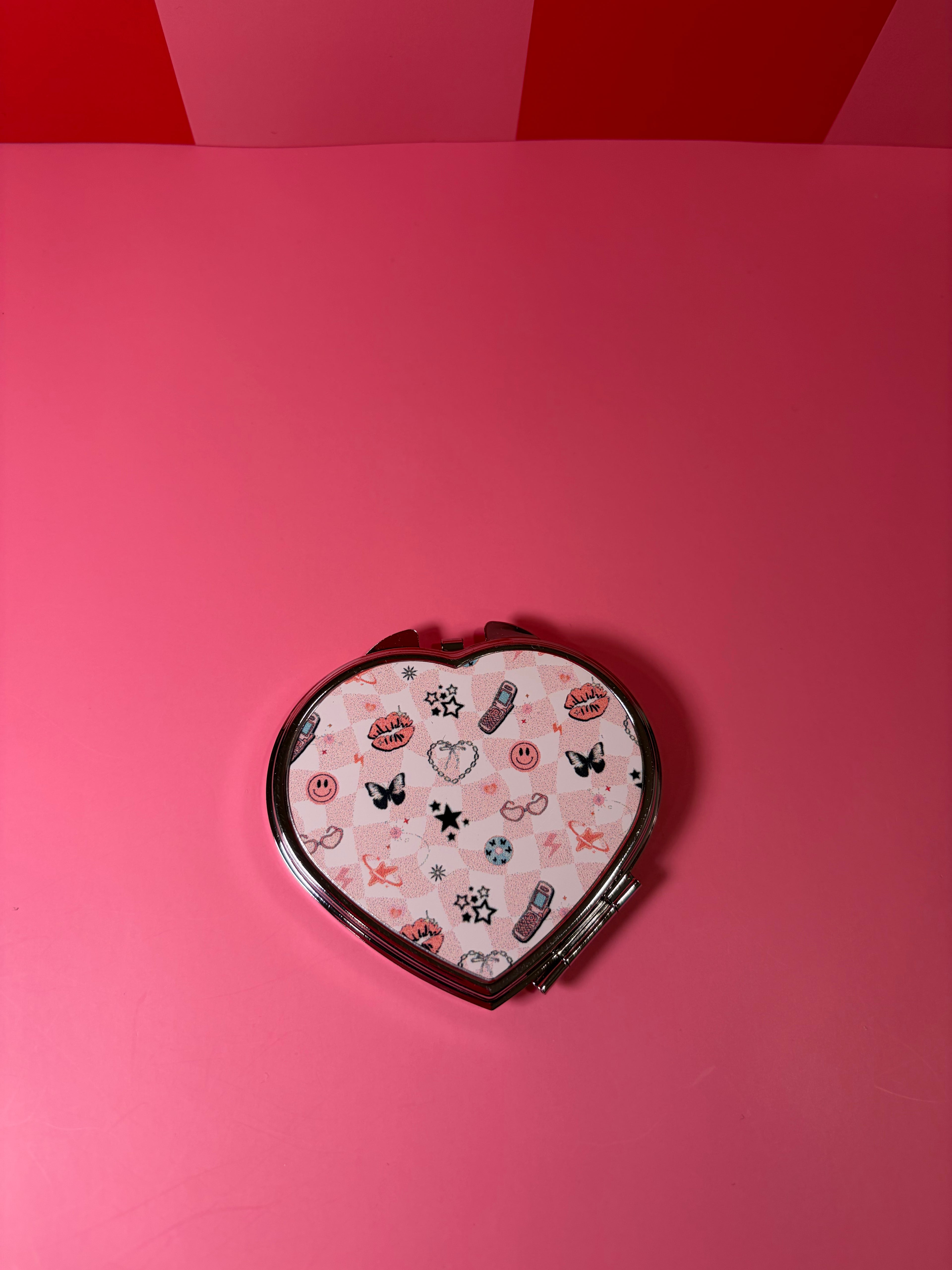 Y2K Checkered Pink Compact Mirror