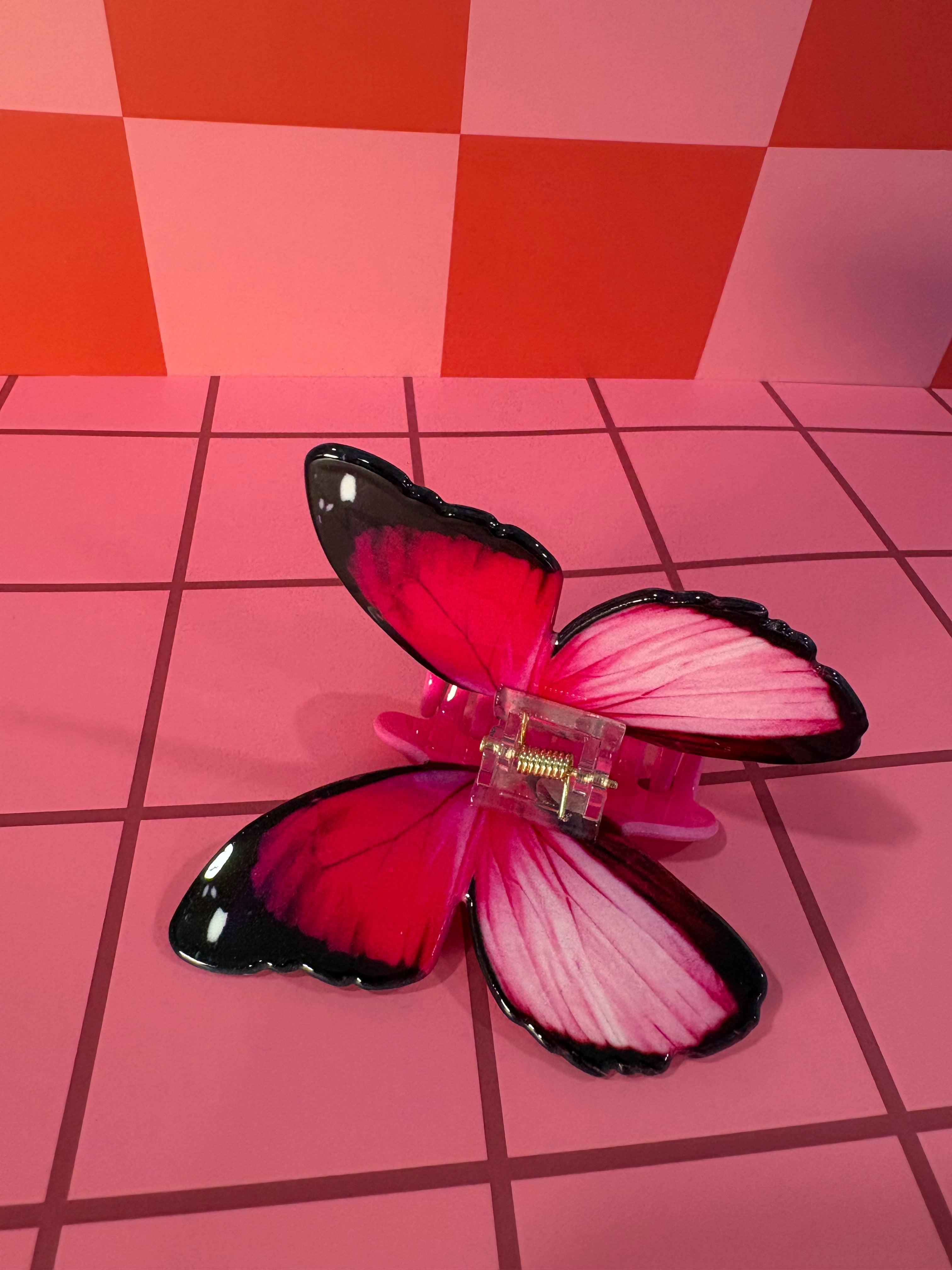 Pink Butterfly -Small Claw Clip