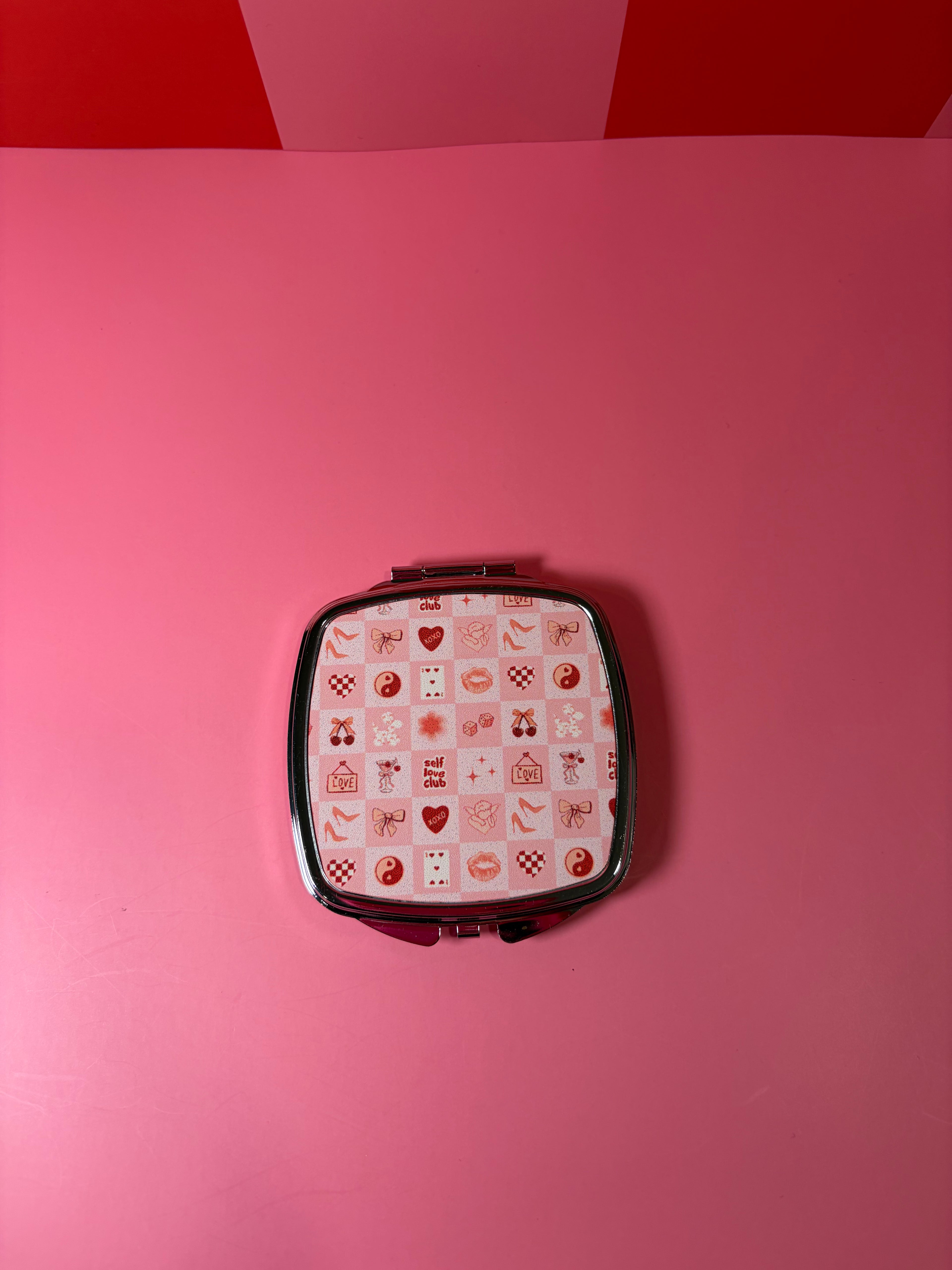 Self Love Checkered Compact Mirror