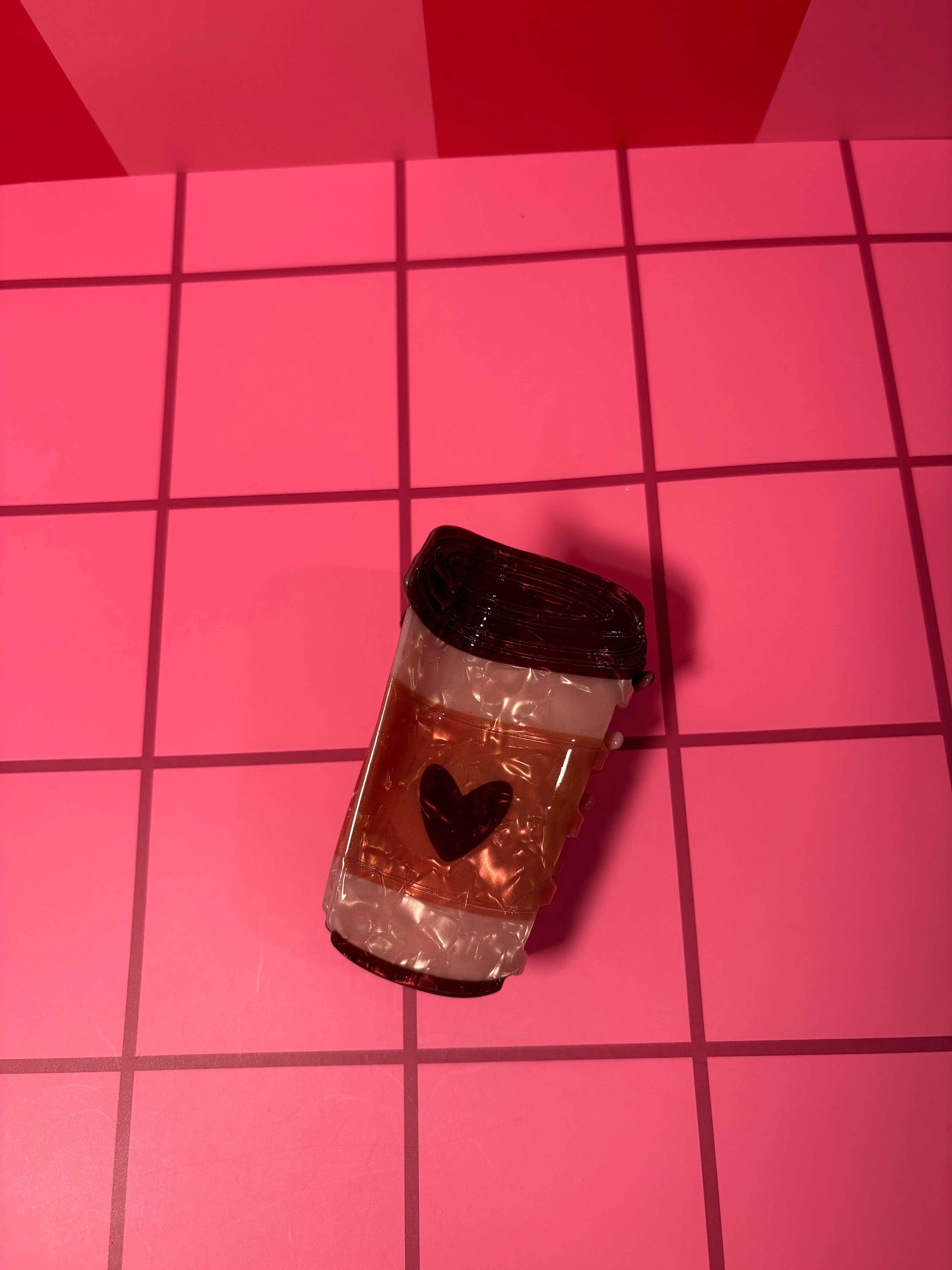 Iridescent Coffee with Heart -Small Claw Clip