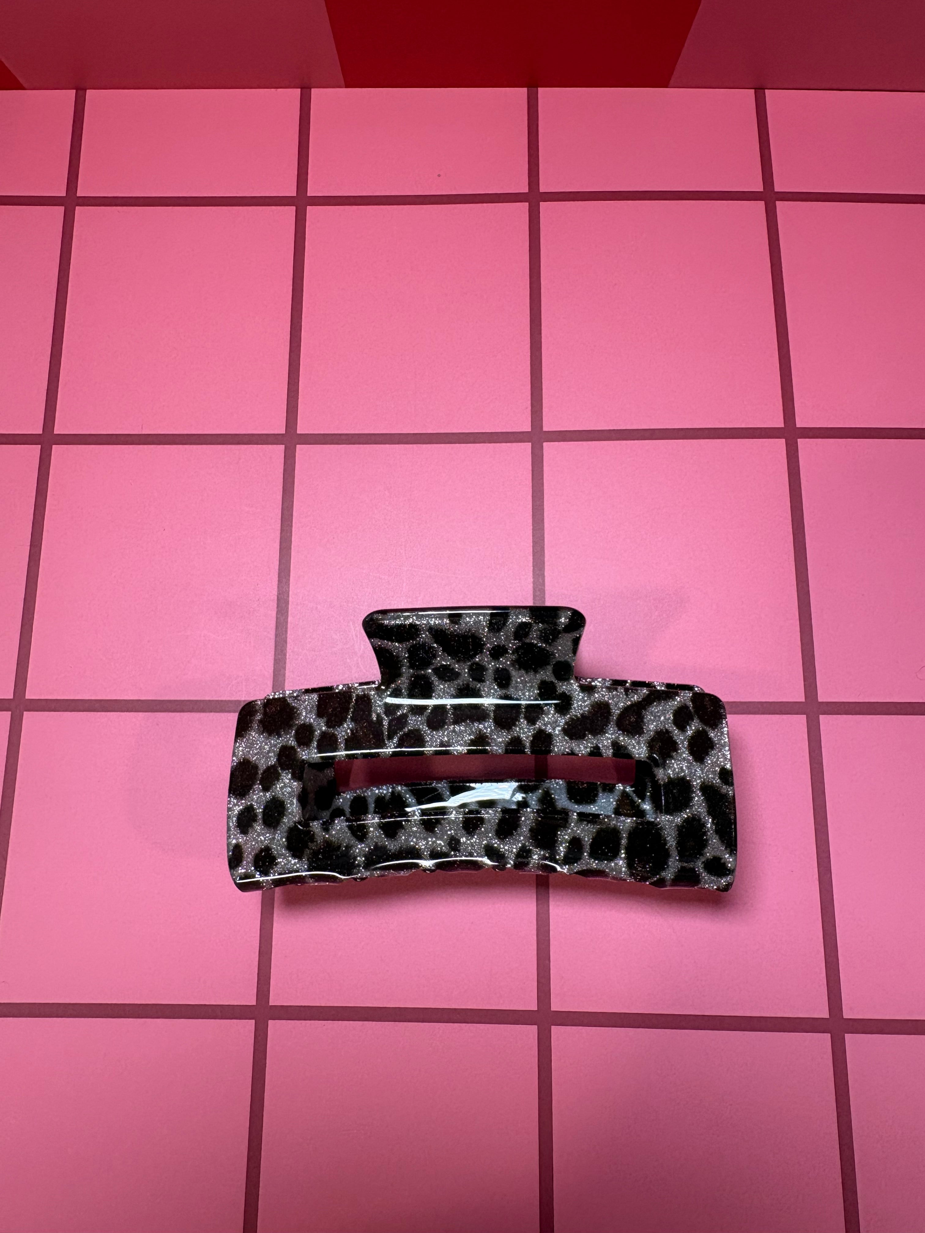 Silver Cheetah -Small Claw Clip