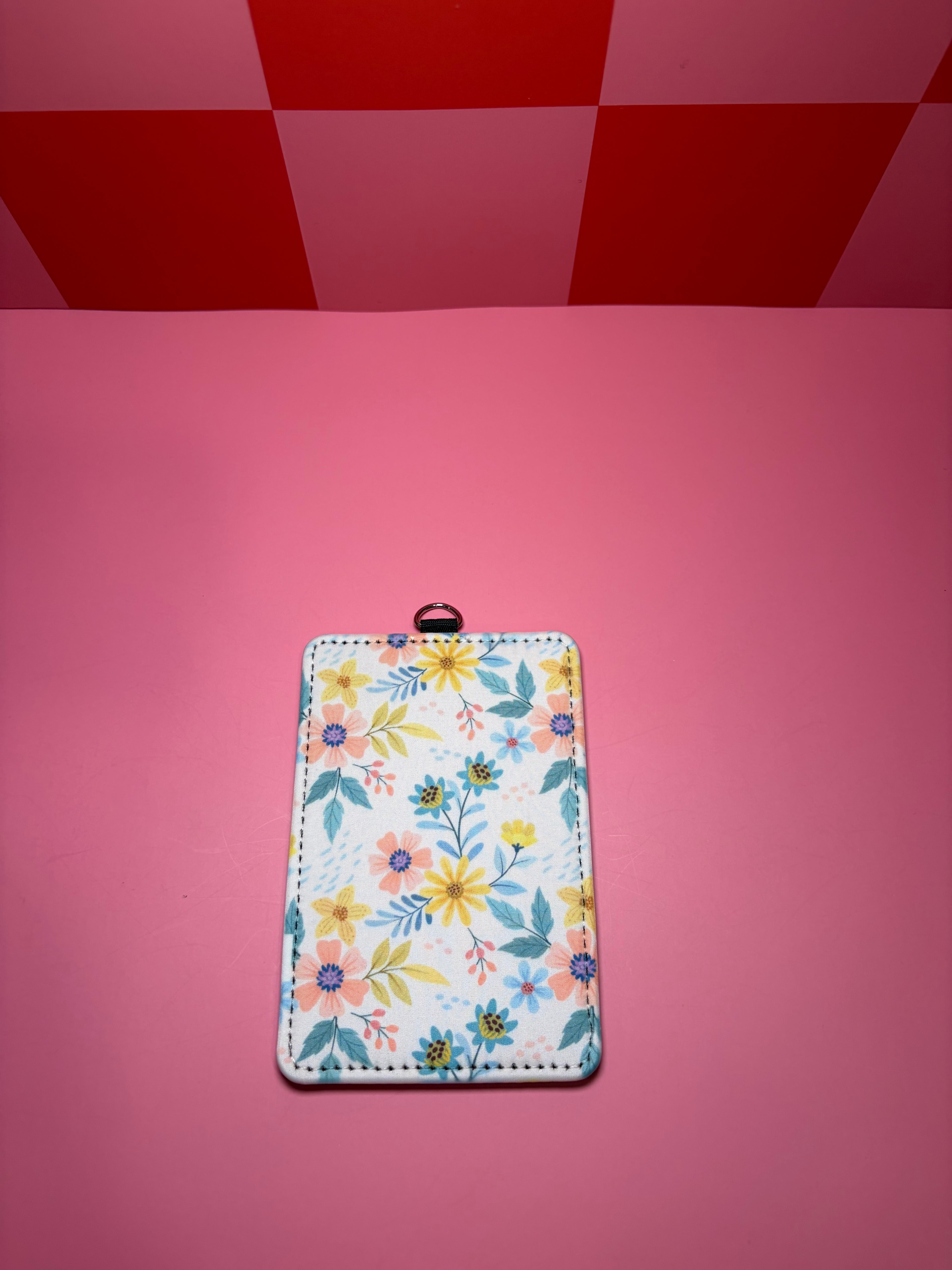 Spring Floral ID Badge Holder with Lanyard in black