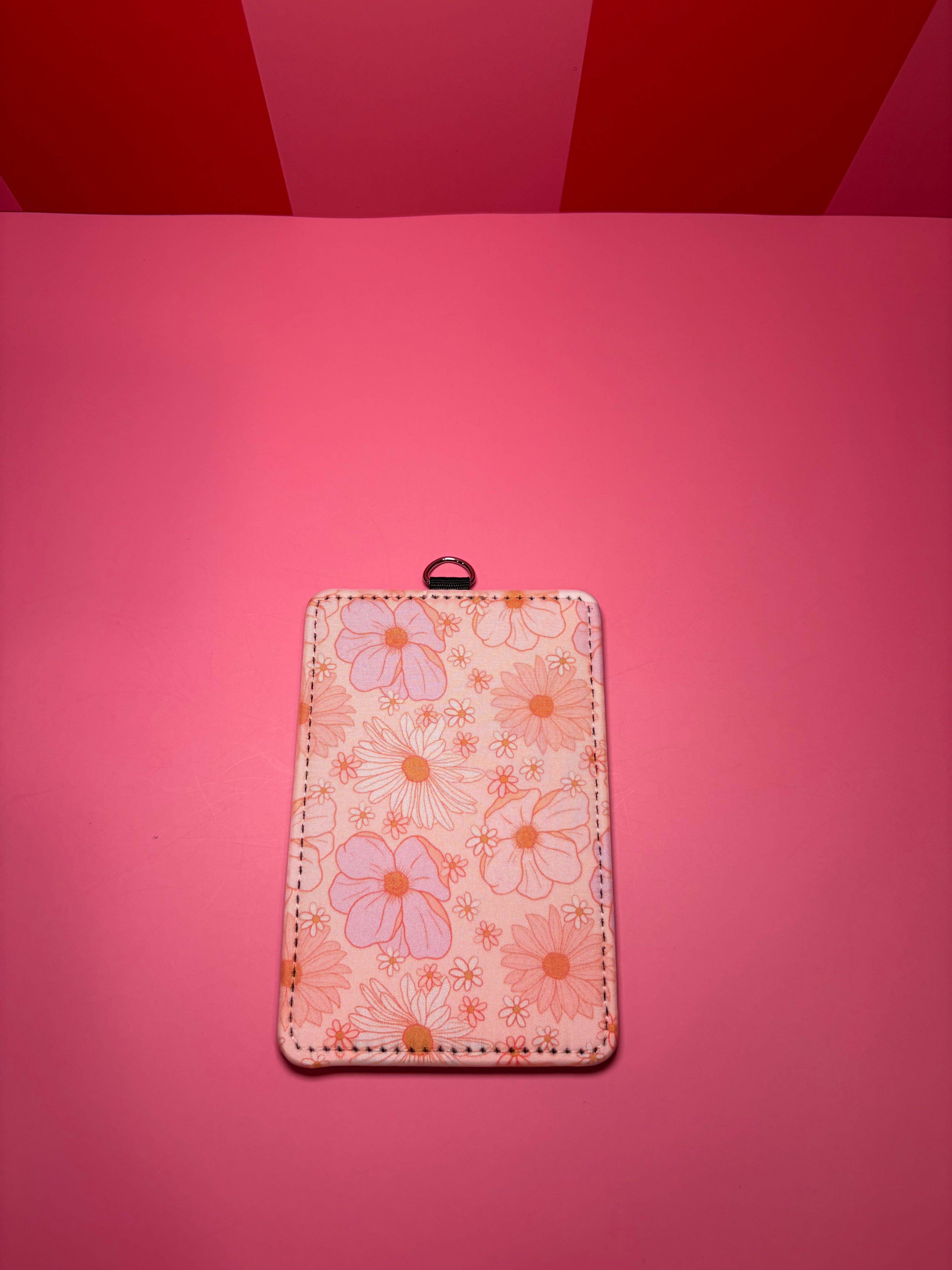 Pink Floral ID Badge Holder with Lanyard